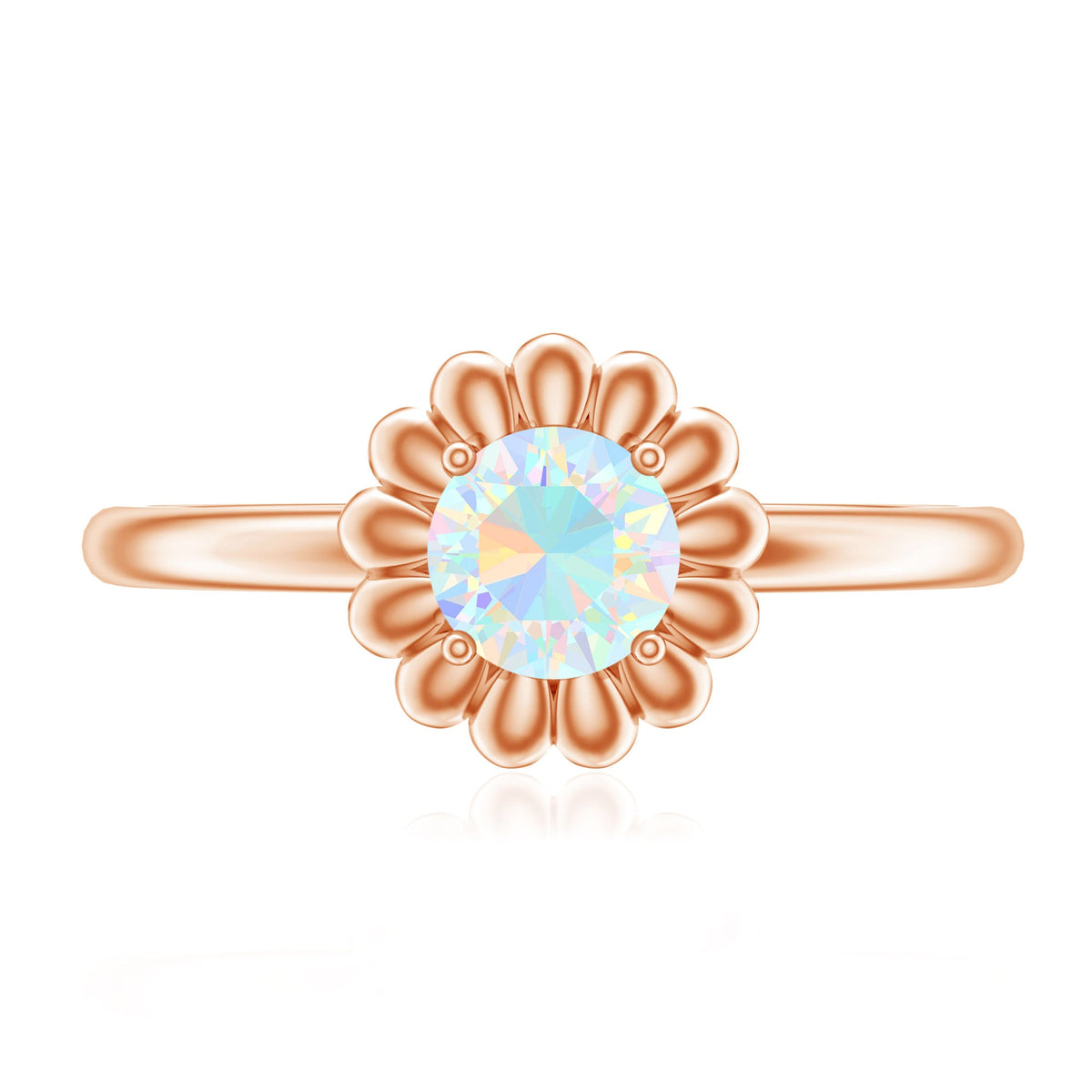 Natural Solitaire Ethiopian Opal Flower Promise Ring