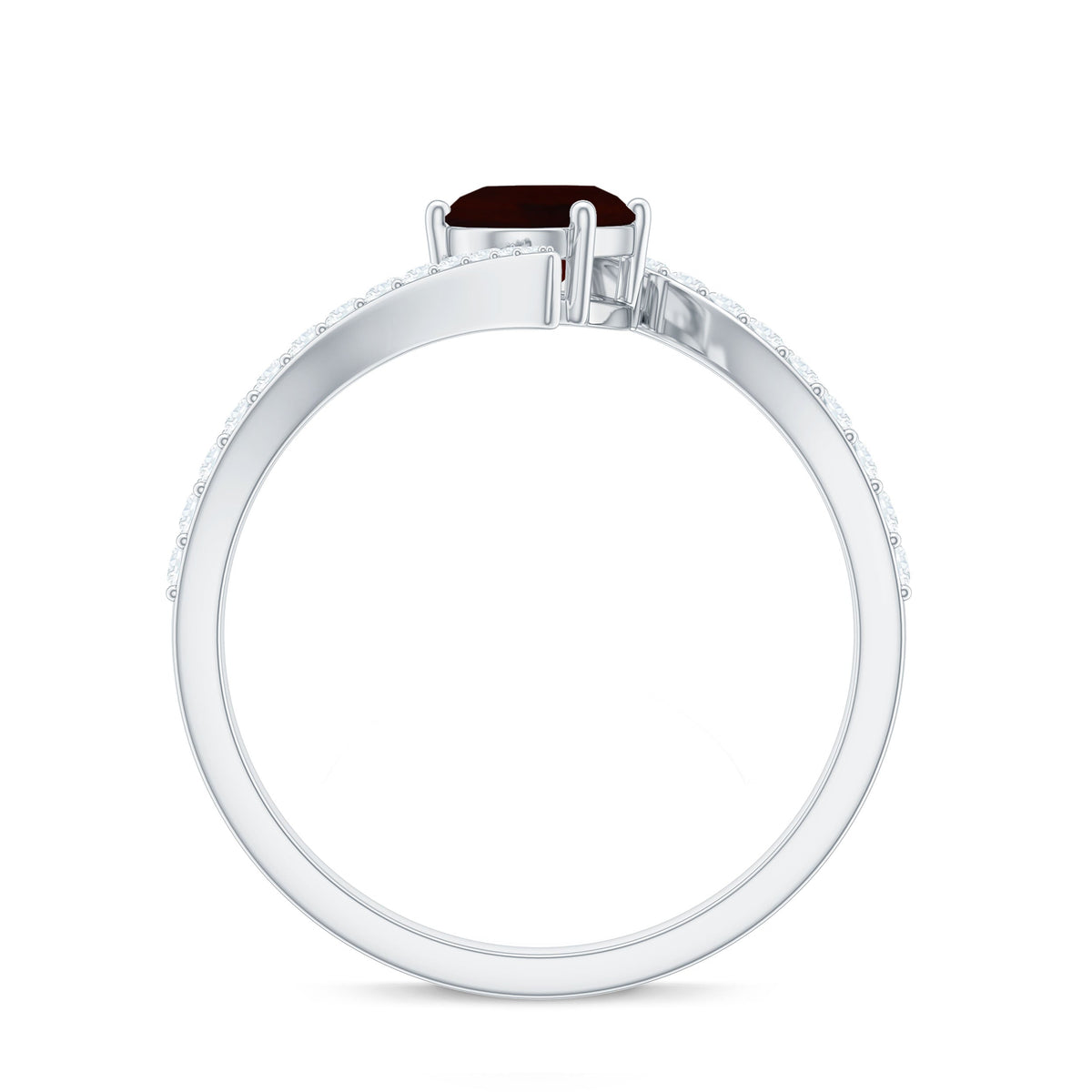Natural 1.5 Carat Garnet Oval Engagement Ring with Diamond