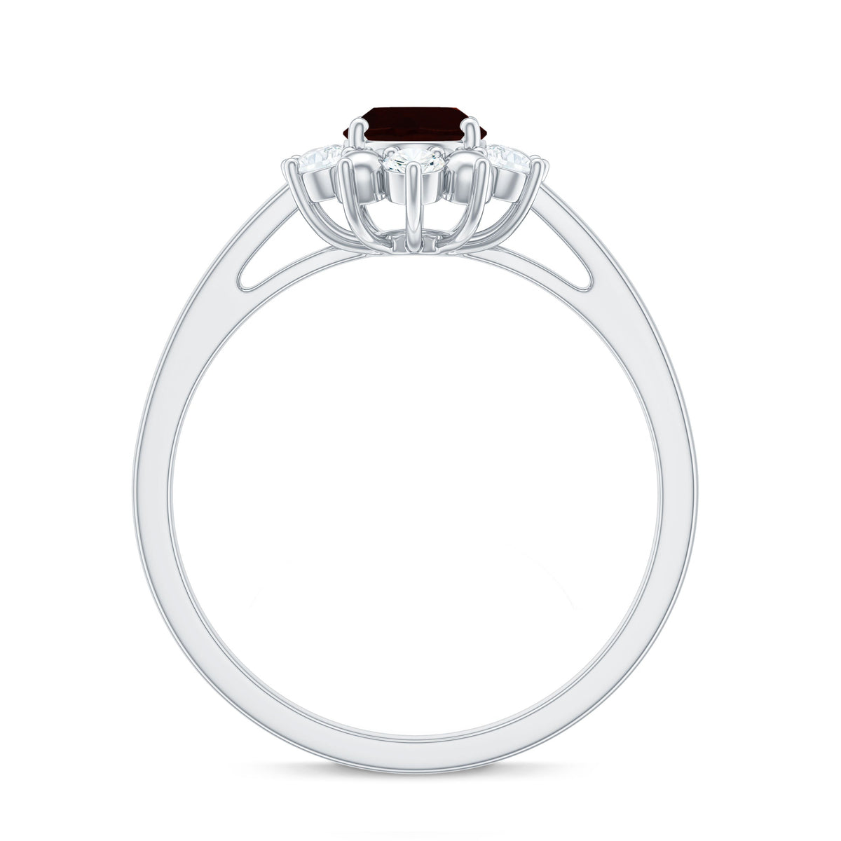 Certified Natural Garnet Oval Engagement Ring with Diamond