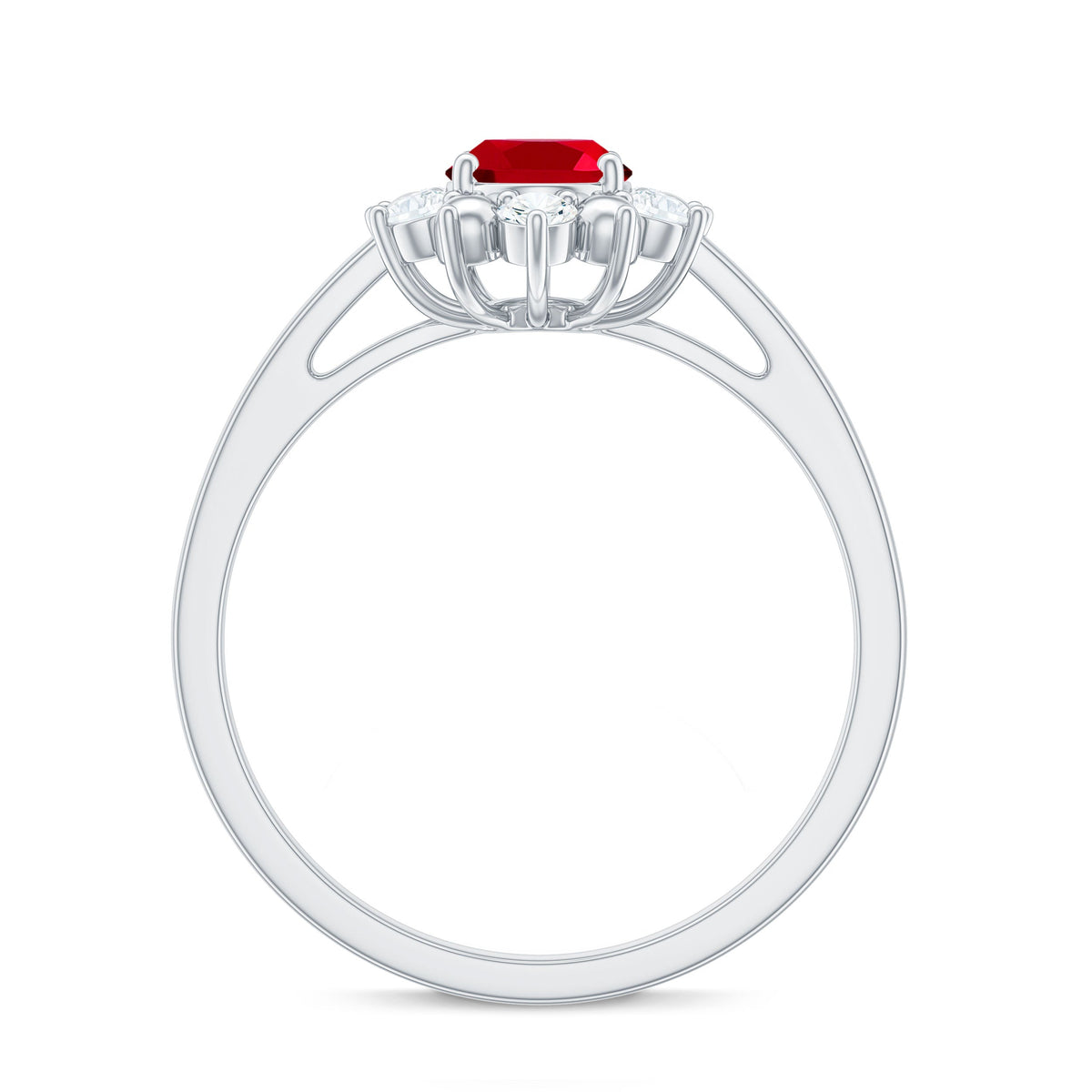 Lab Grown Ruby and Diamond Engagement Ring For Her