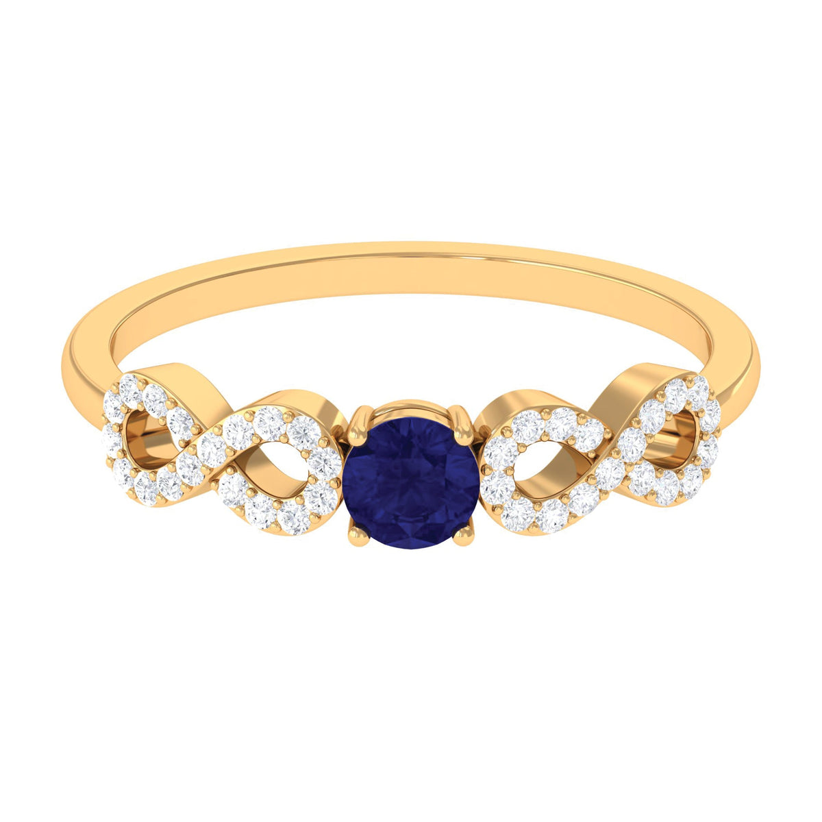 Minimalist Blue Sapphire and Diamond Infinity Promise Ring