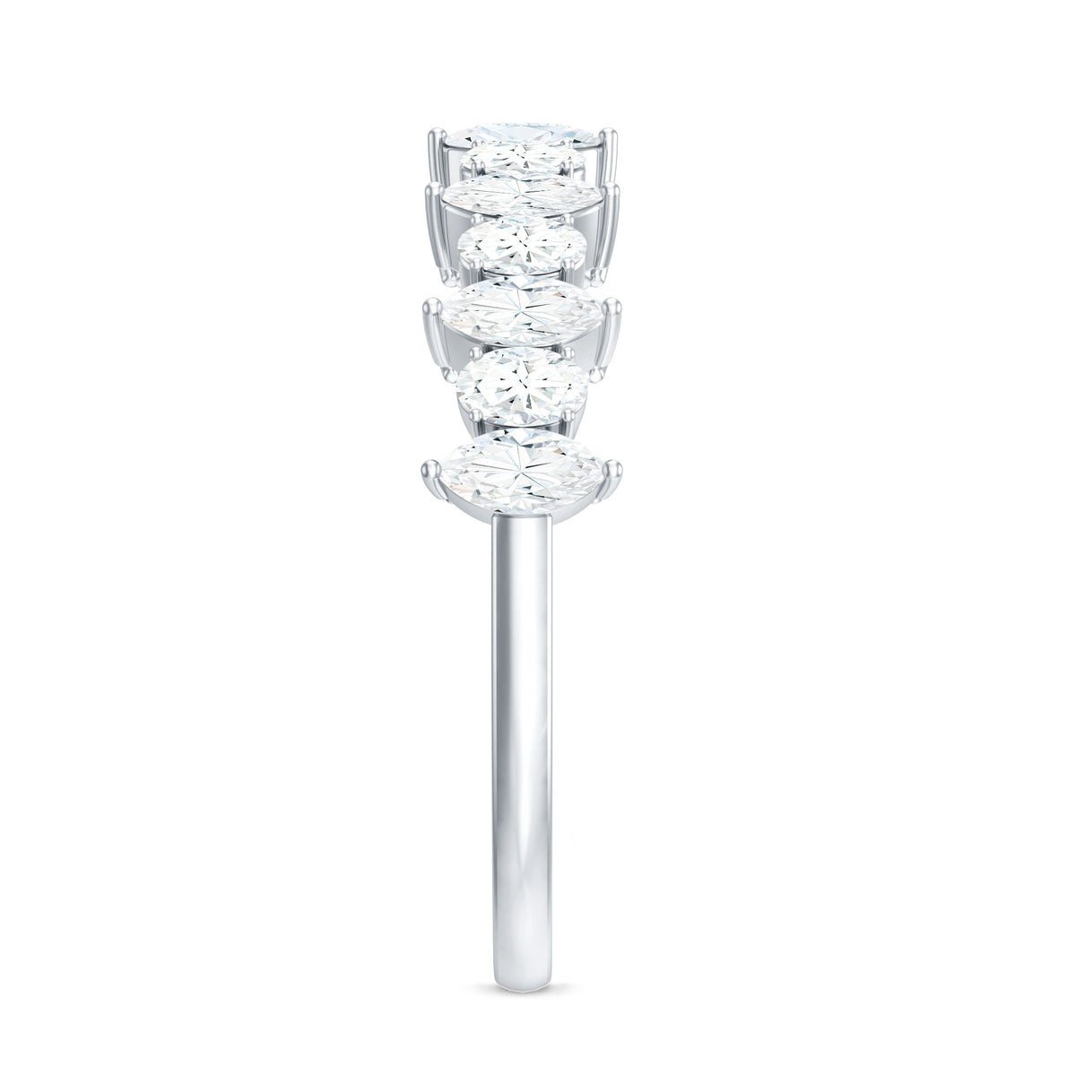 Certified Moissanite Half Eternity Wedding Band Ring