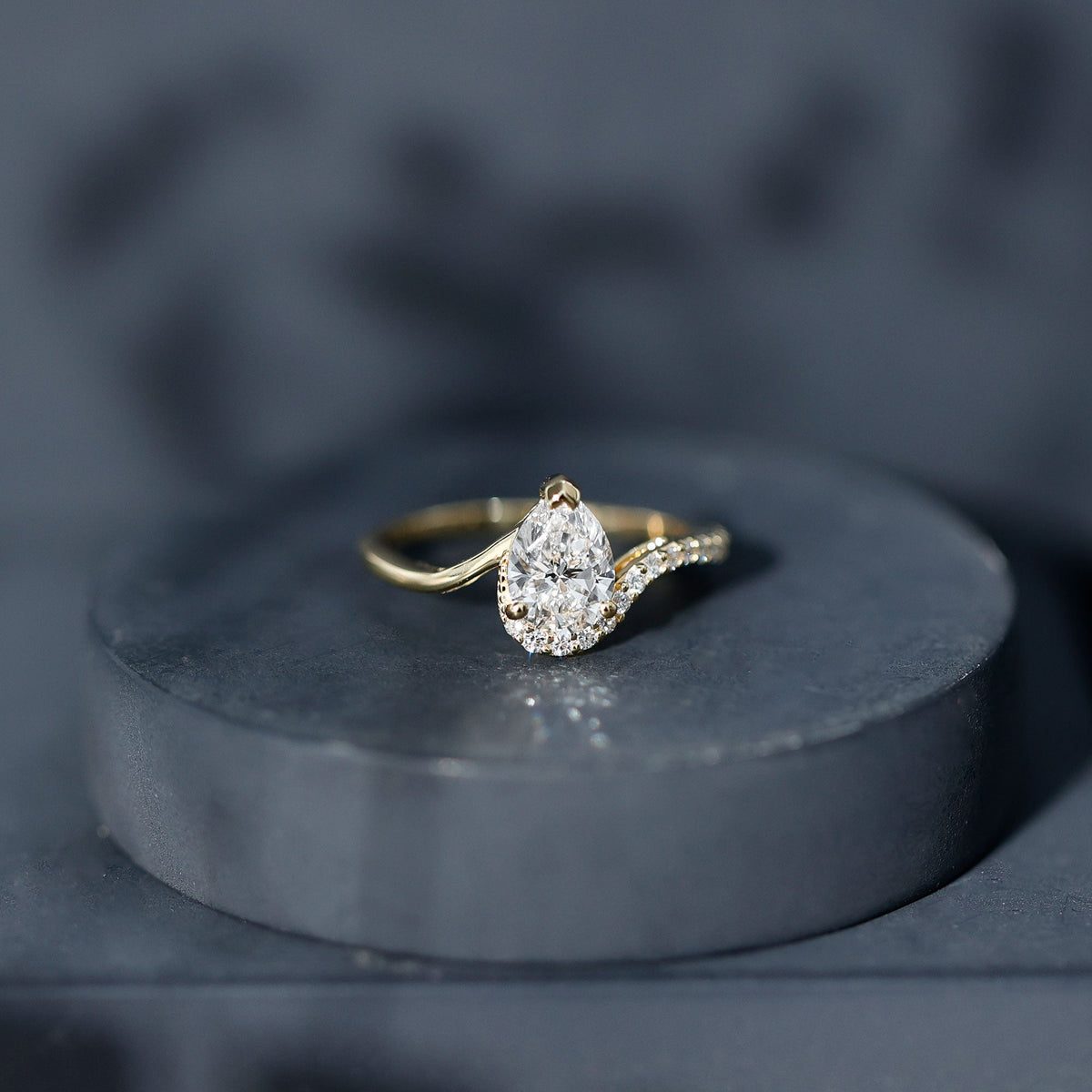 Certified Moissanite Designer Pear Shape Engagement Ring