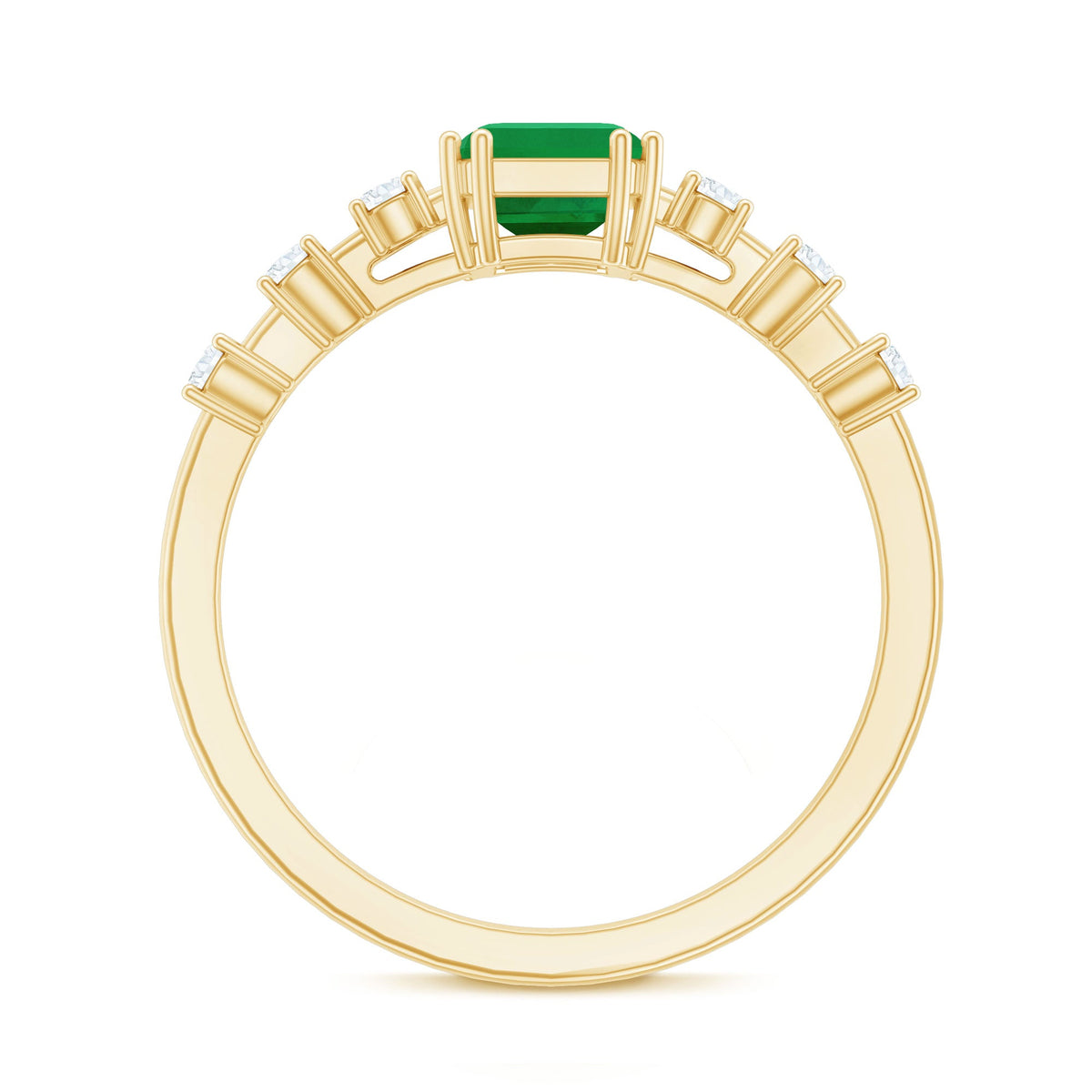 Natural Emerald Diamond Emerald Cut Engagement Ring