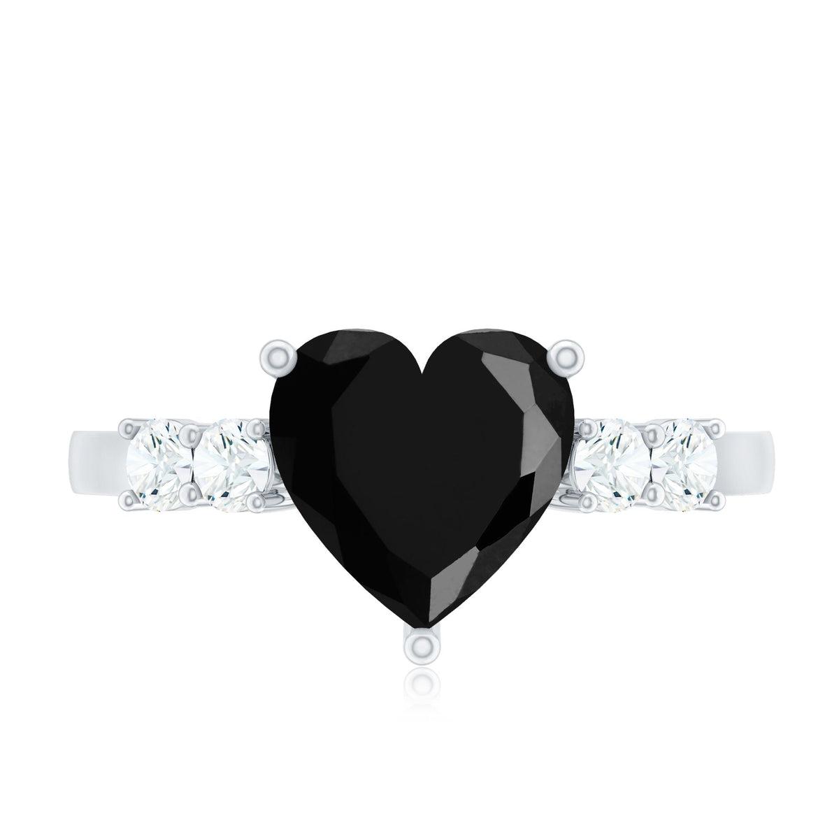 2.4 Carat Lab Grown Black Diamond Heart Engagement Ring with White Diamond