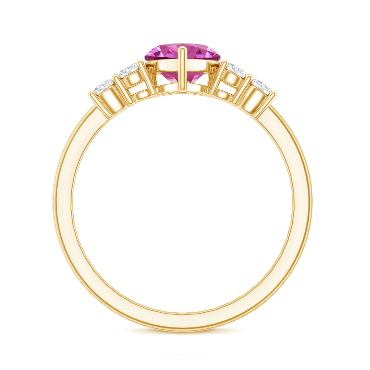 Heart Shape Pink Tourmaline Solitaire Promise Ring with Diamond