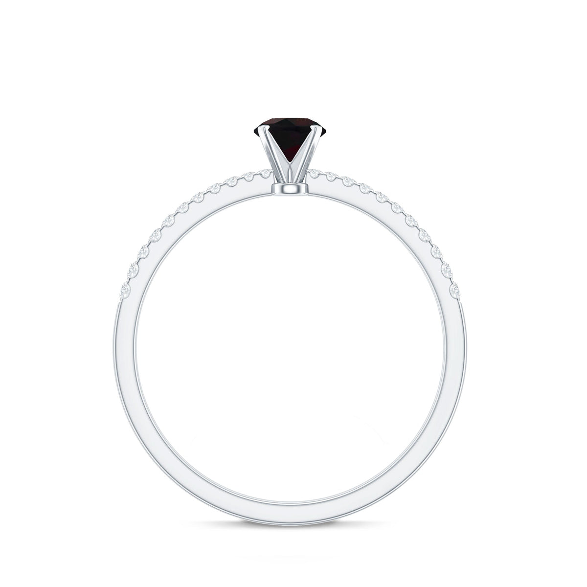 0.4 Carat Round Black Opal Solitaire Engagement Ring with Diamond