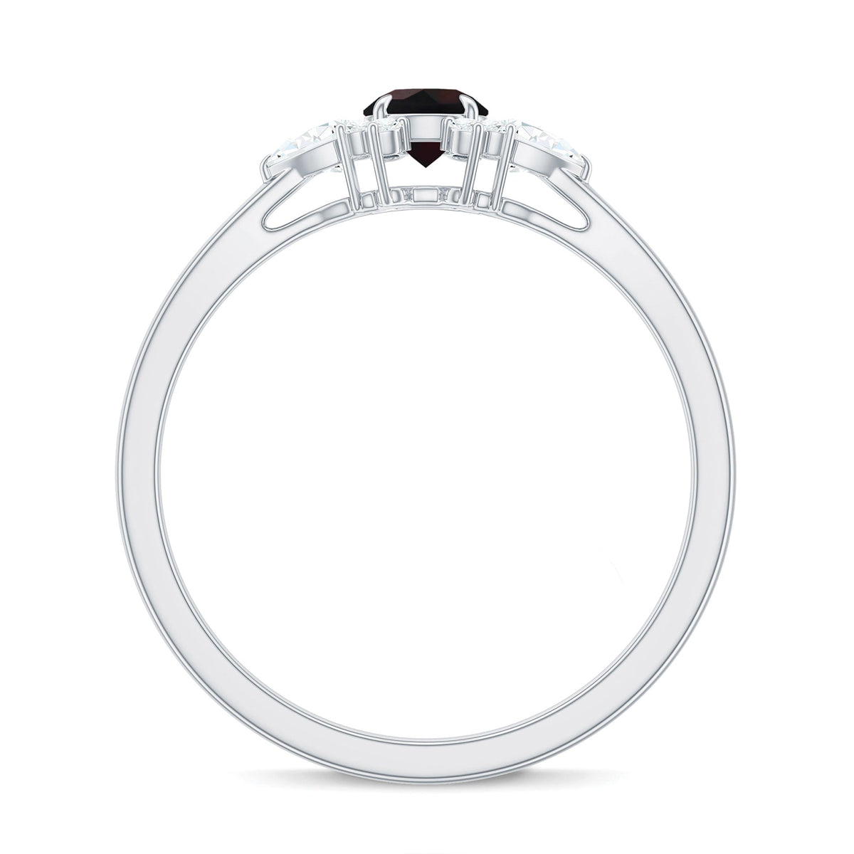 Claw Set Round Black Opal and Diamond Promise Ring