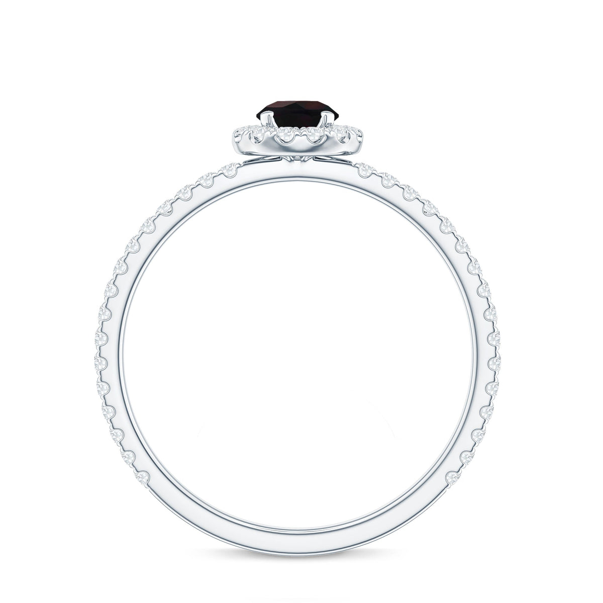 Genuine Black Opal Minimal Promise Ring with Diamond Halo