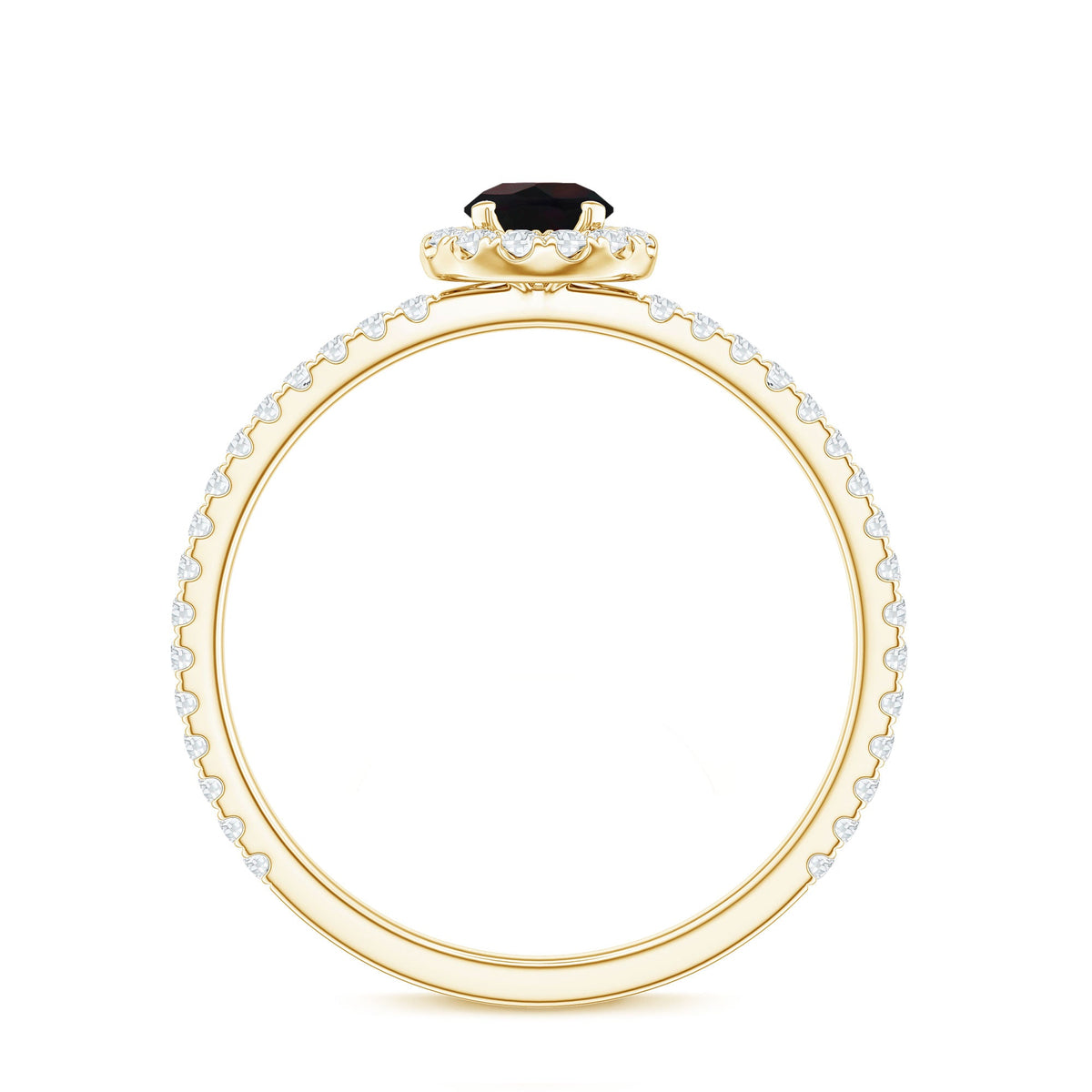 Genuine Black Opal Minimal Promise Ring with Diamond Halo