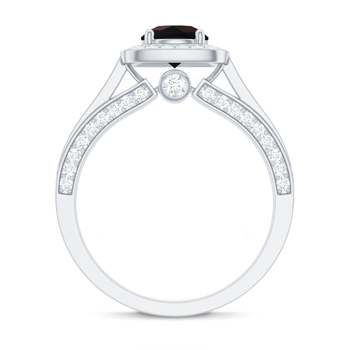 Classic Black Opal Engagement Ring with Moissanite Accent