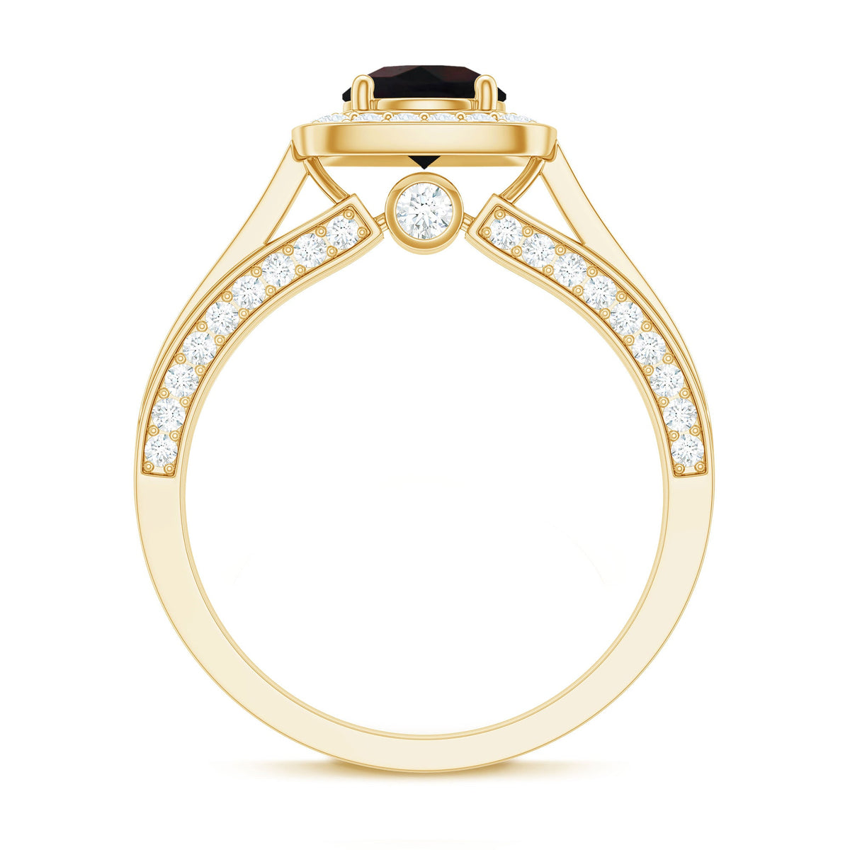 Classic Black Opal Engagement Ring with Moissanite Accent