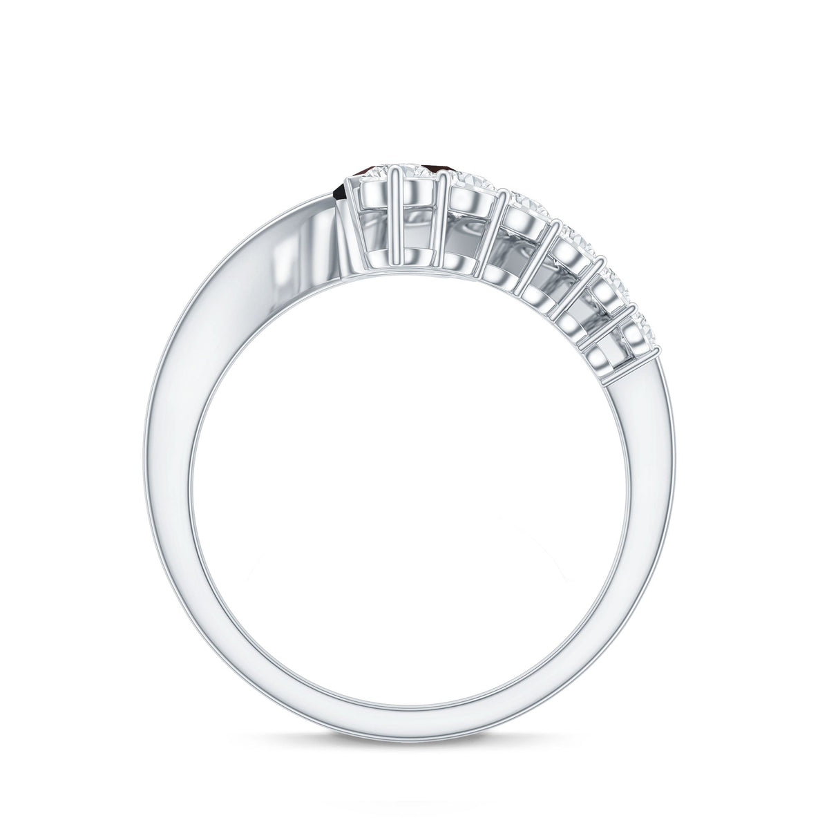 Round Black Opal Solitaire Bypass Ring with Diamond