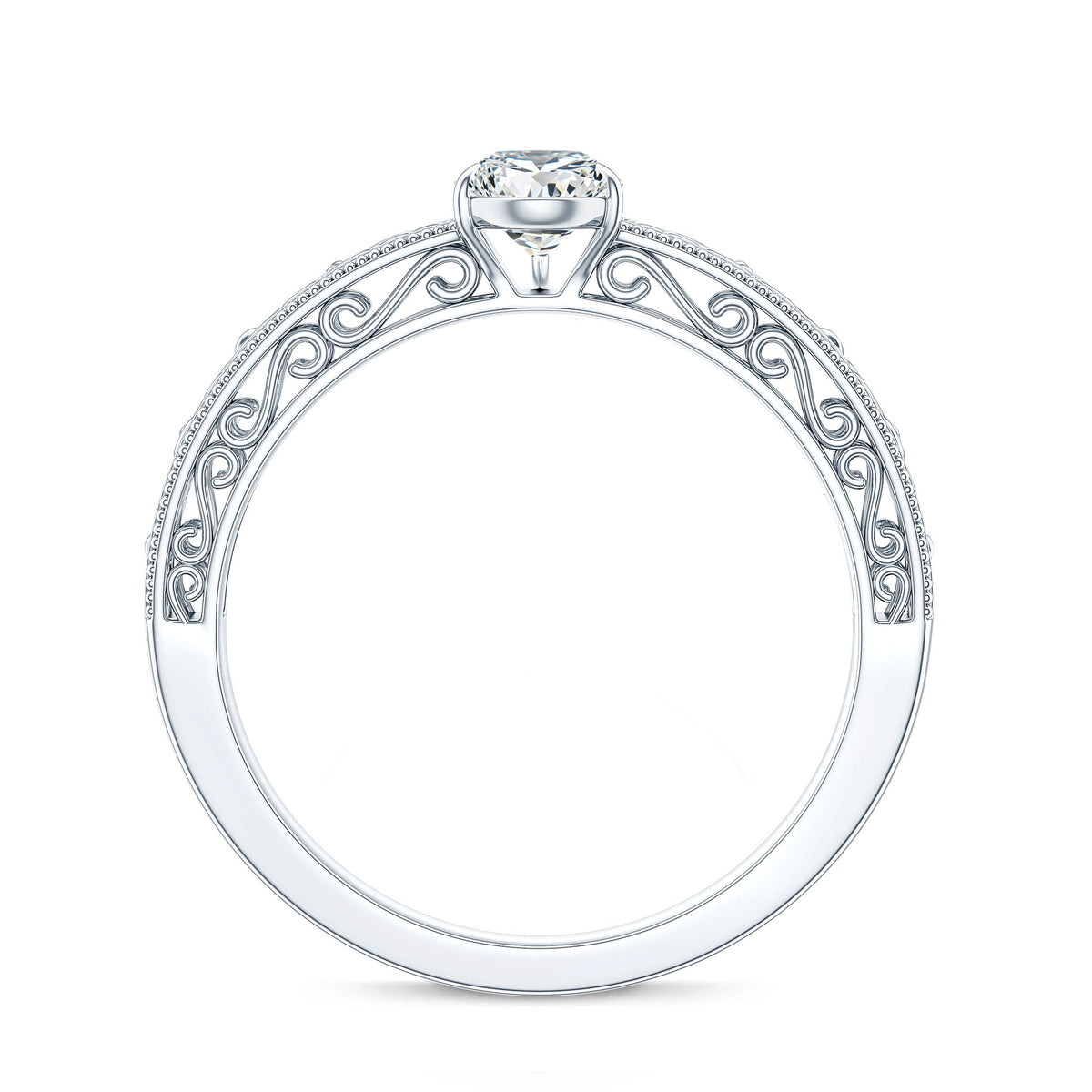 Pear Shape Lab Grown Diamond Vintage Inspired Solitaire Ring
