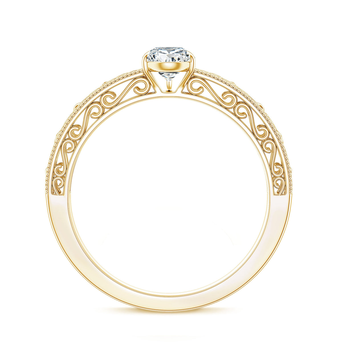Pear Shape Lab Grown Diamond Vintage Inspired Solitaire Ring