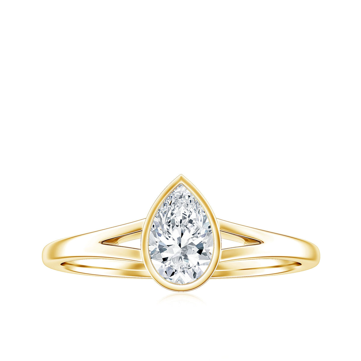 Pear Cut Lab Grown Diamond Solitaire Ring in Split Shank