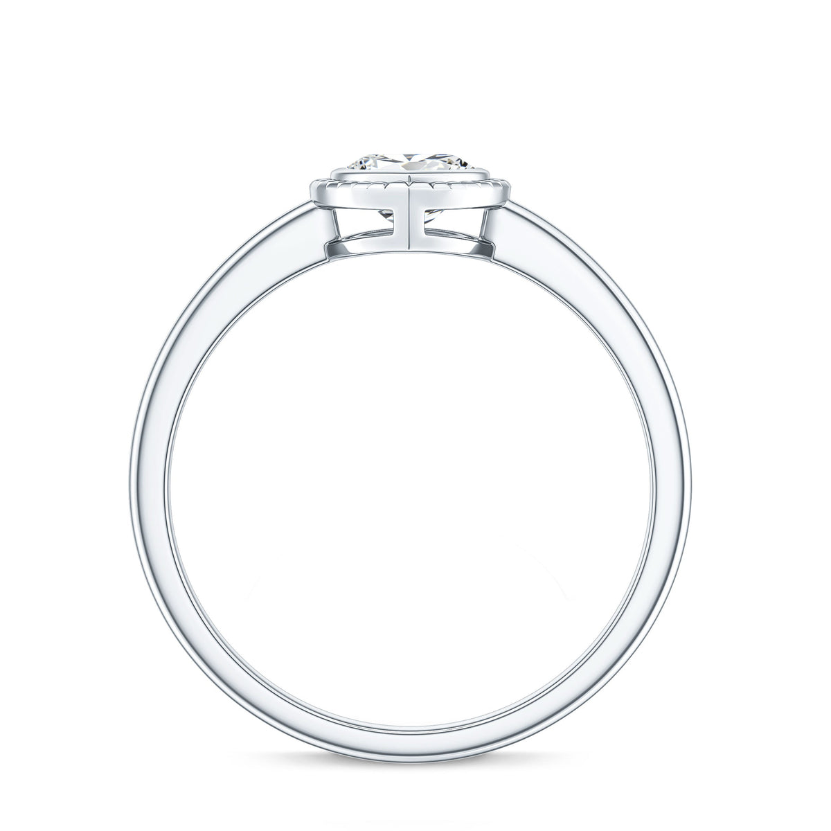 Lab Grown Diamond Heart Solitaire Ring with Engraved Details