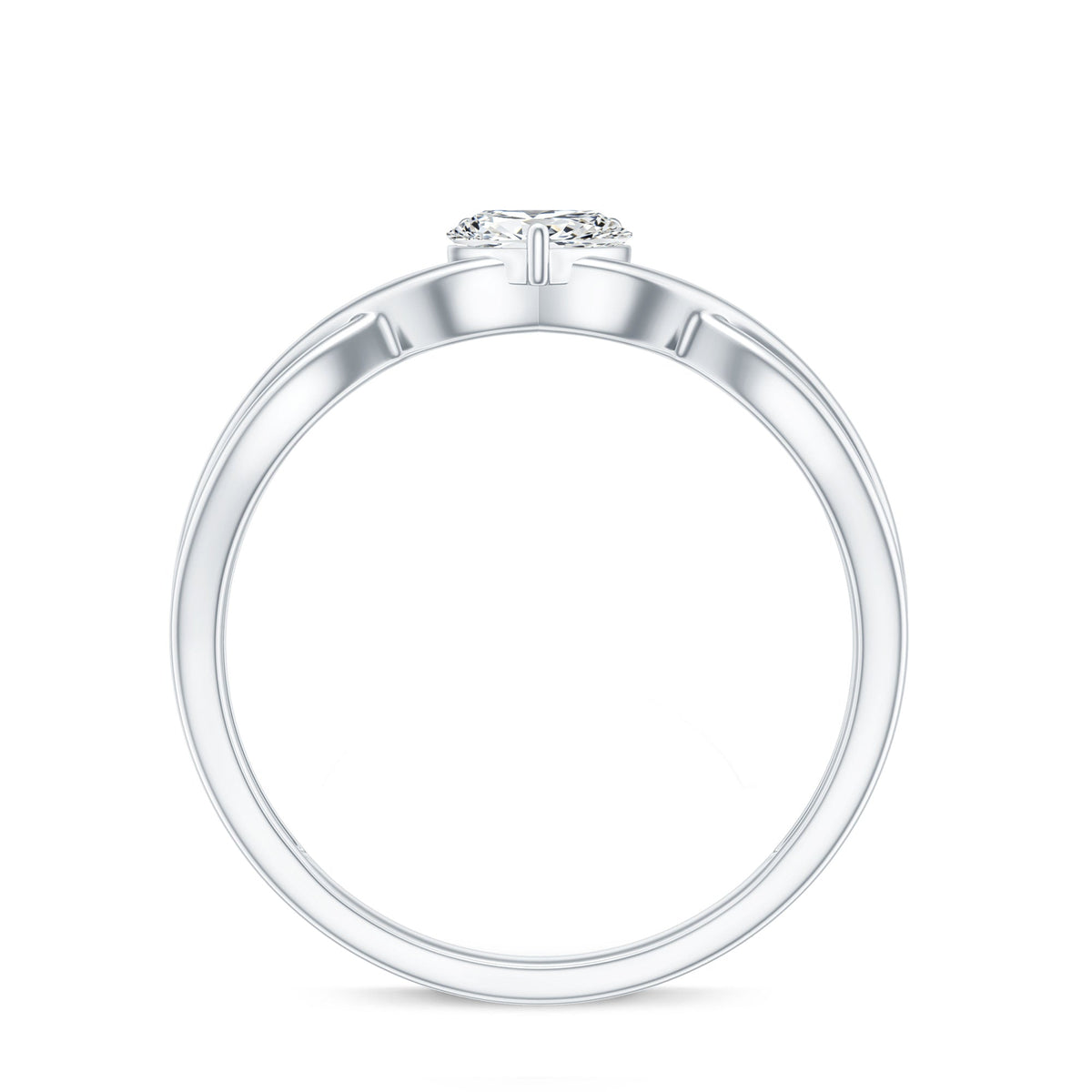 Lab Grown Diamond Heart Promise Ring in Crossover Shank