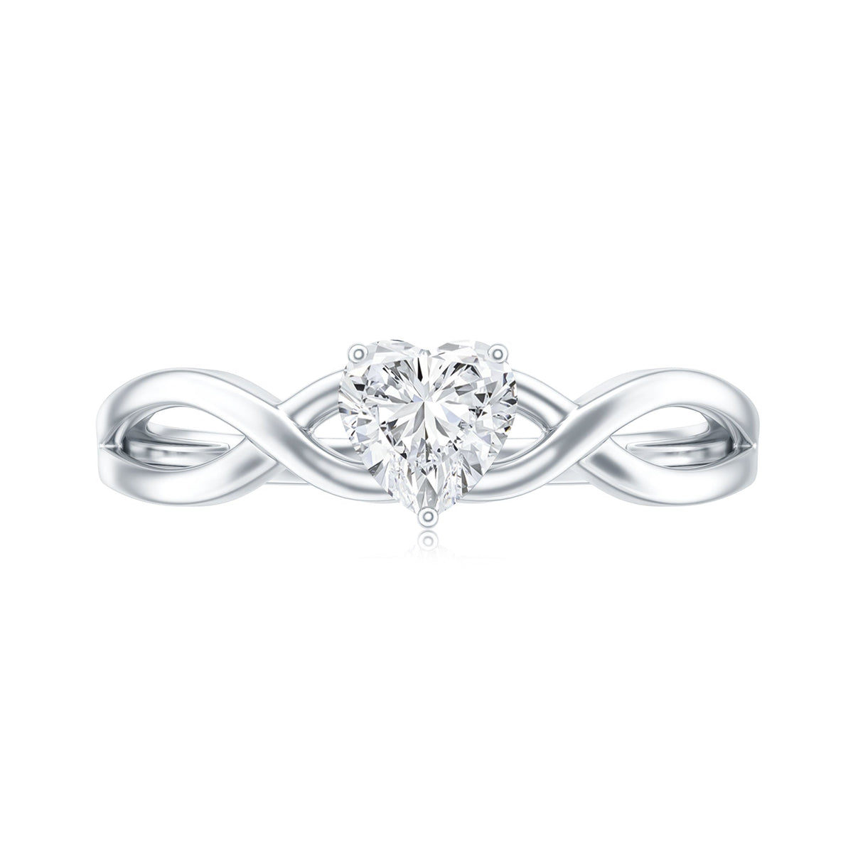 Lab Grown Diamond Heart Promise Ring in Crossover Shank