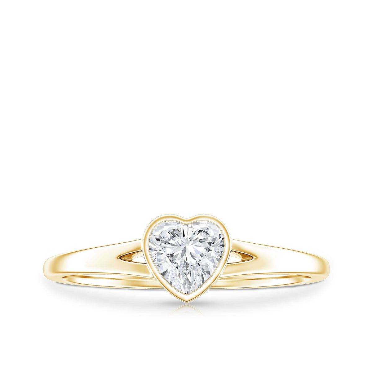 Heart Shape Lab Grown Diamond Solitaire Ring in Split Shank