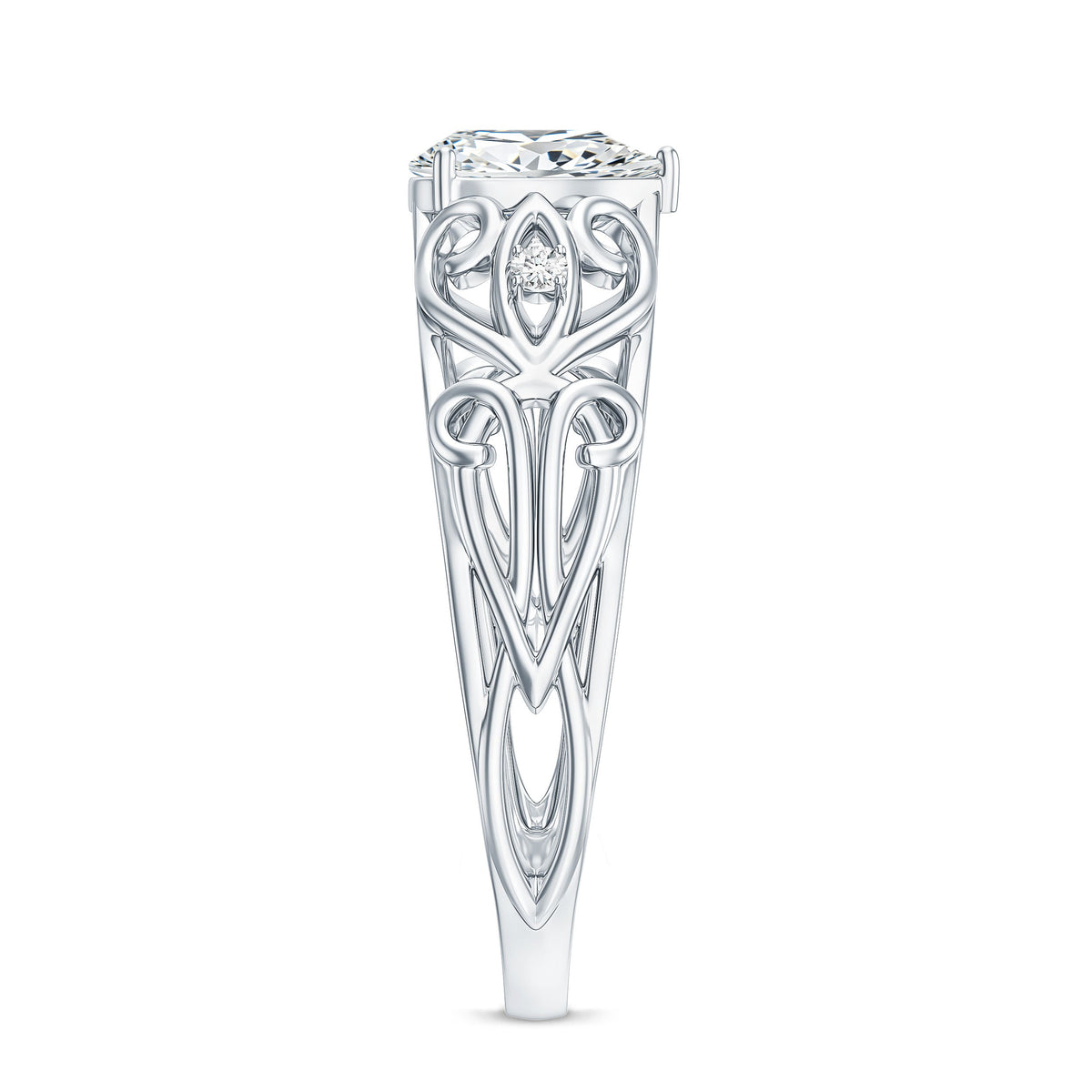 Pear Shaped Lab Created Diamond Solitaire Filigree Ring