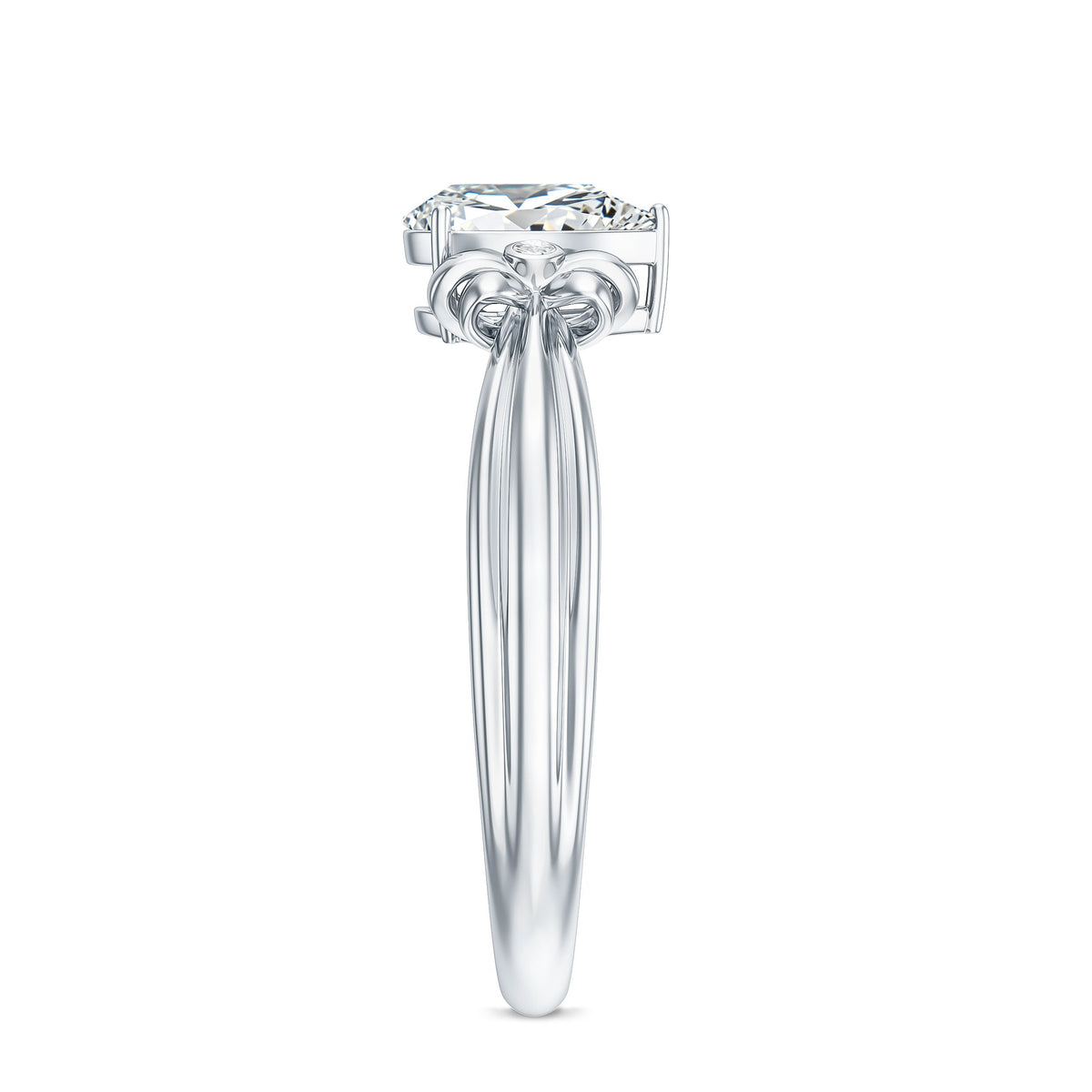 Pear Cut Lab Grown Diamond Solitaire Engagement Ring with Bow