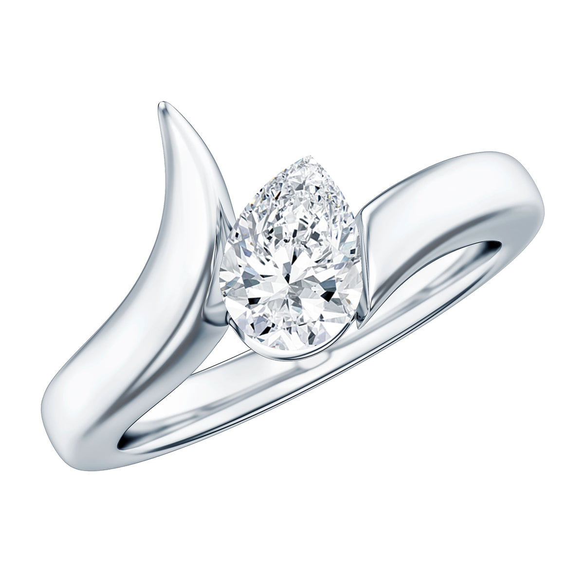 Pear Shape Lab Grown Diamond Solitaire Bypass Ring