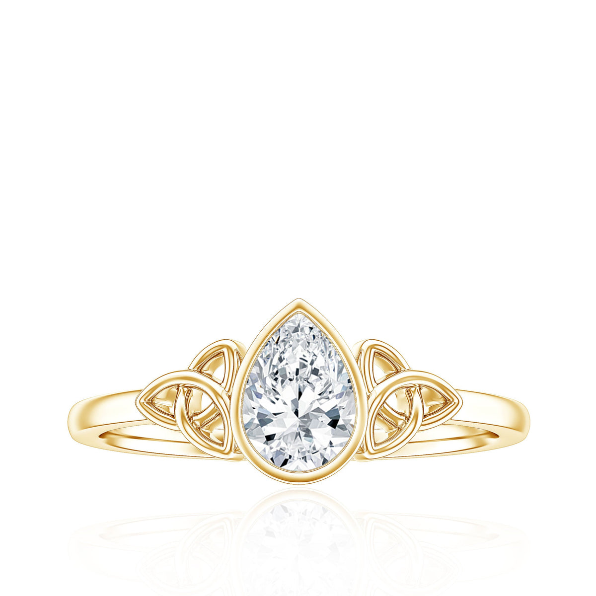 Pear Shape Lab Grown Diamond Solitaire Celtic Ring