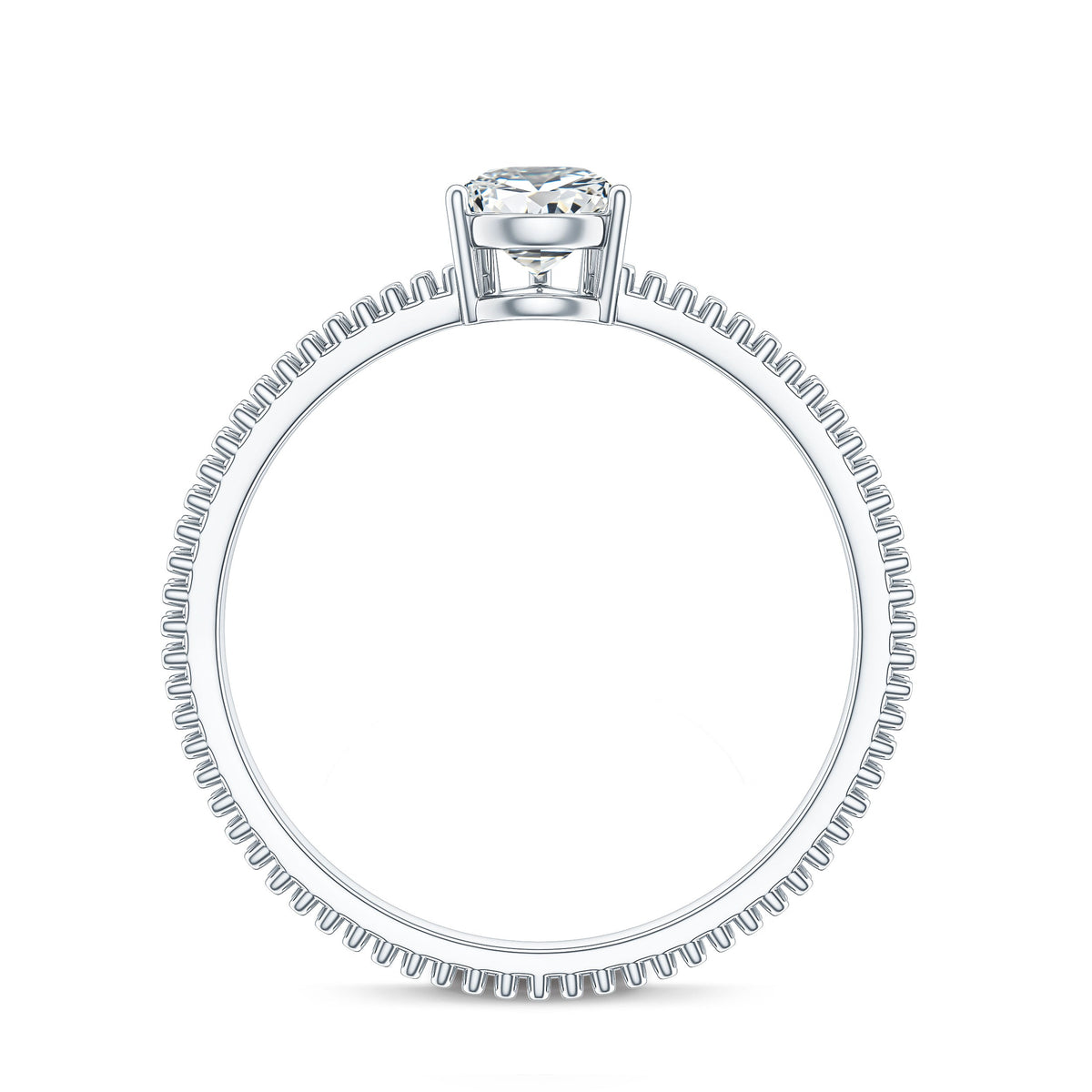 Pear Shaped Lab Grown Diamond Solitaire Ring with Beaded Detailing