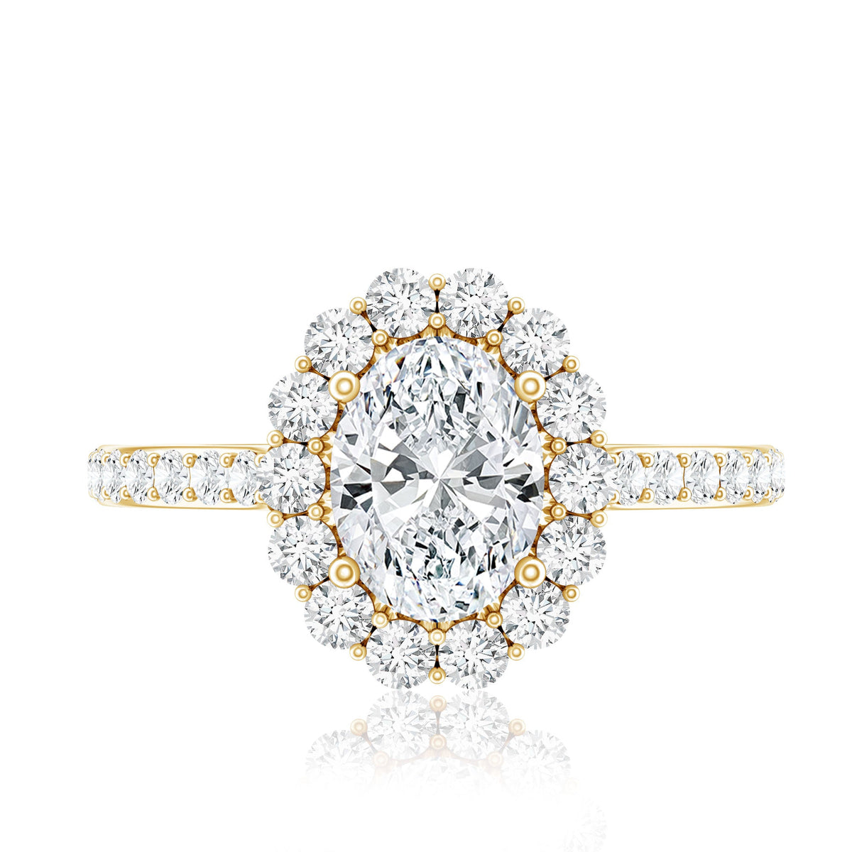 Oval Shape Lab Grown Diamond Halo Engagement Ring