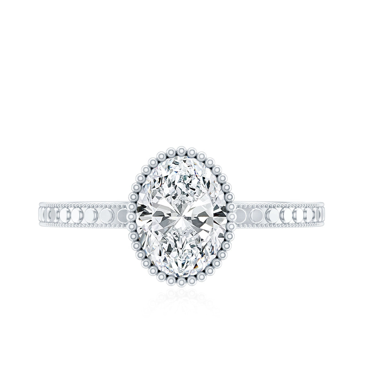 Vintage Style Oval Shape Lab Grown Diamond Solitaire Engagement Ring