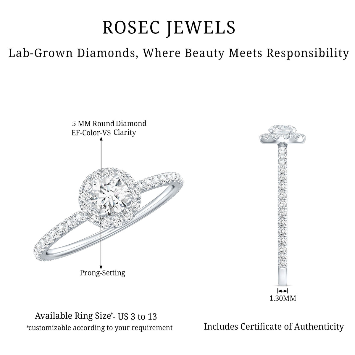 Minimal Engagement Ring with Lab Grown Diamond
