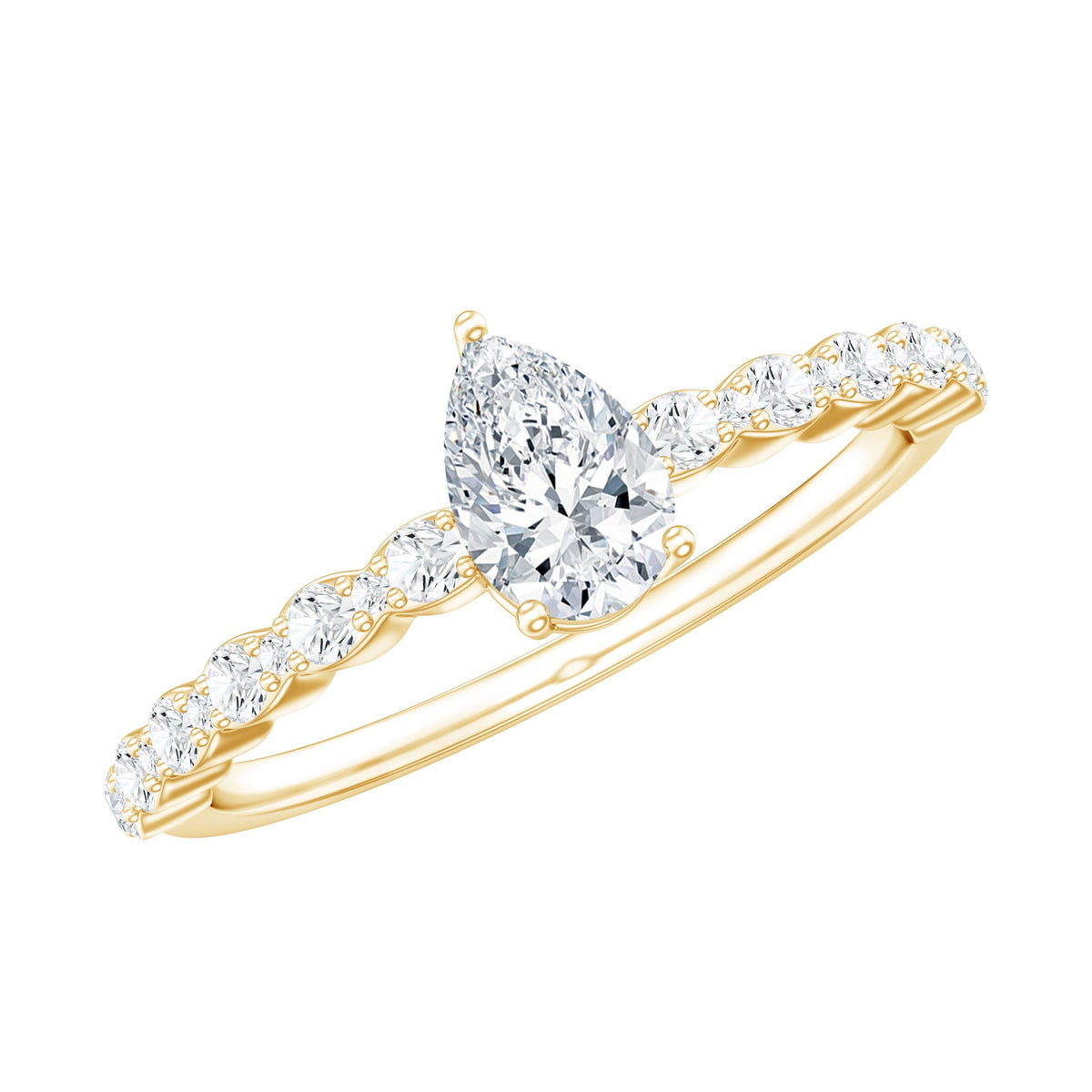Pear Shape Lab Grown Diamond Solitaire Promise Ring with Side Stones