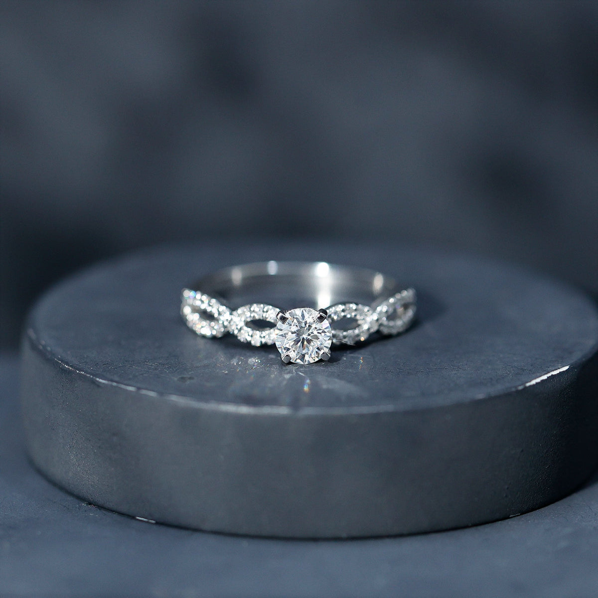 Round Lab Grown Diamond Infinity Solitaire Ring