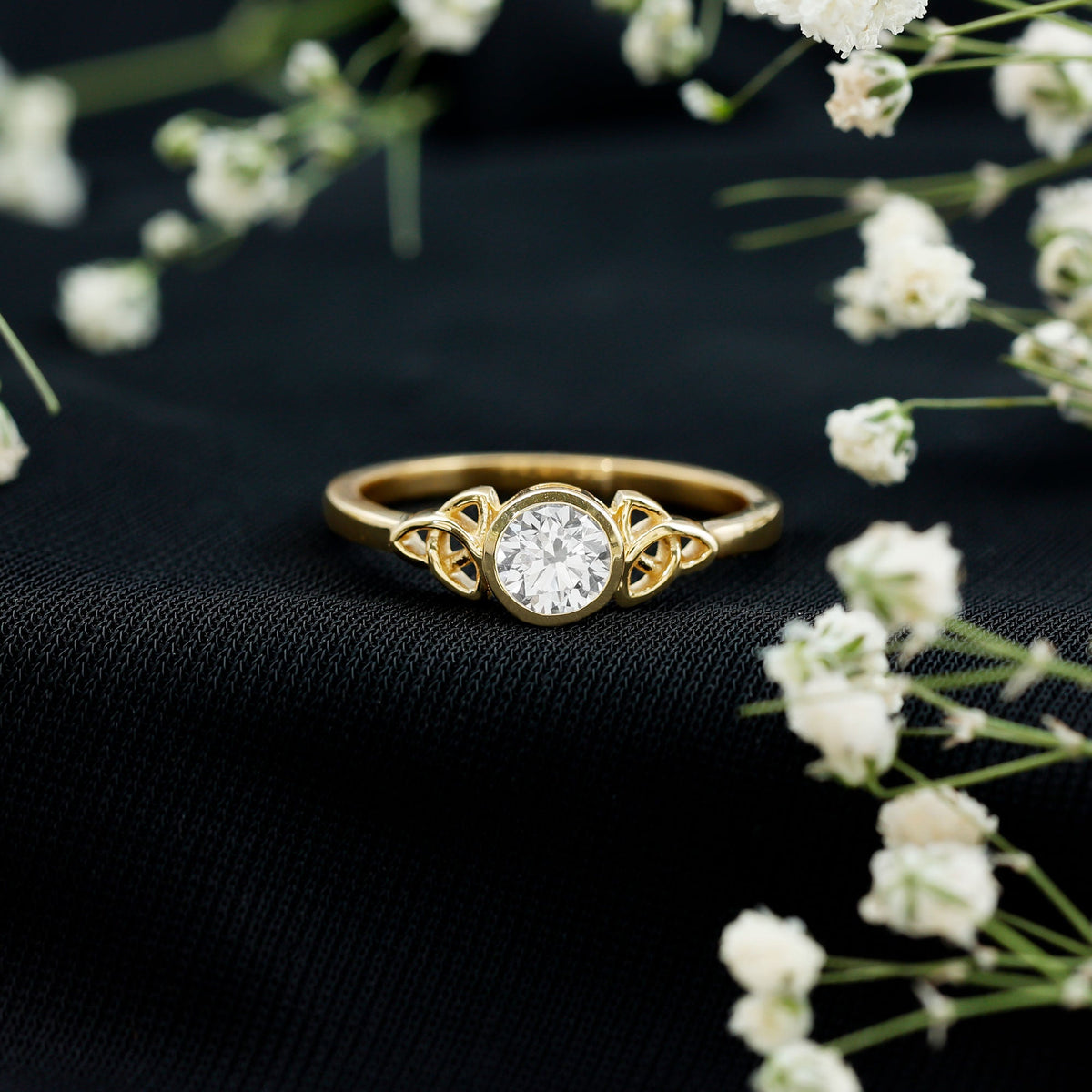 Bezel Set Lab Grown Diamond Knot Promise Ring