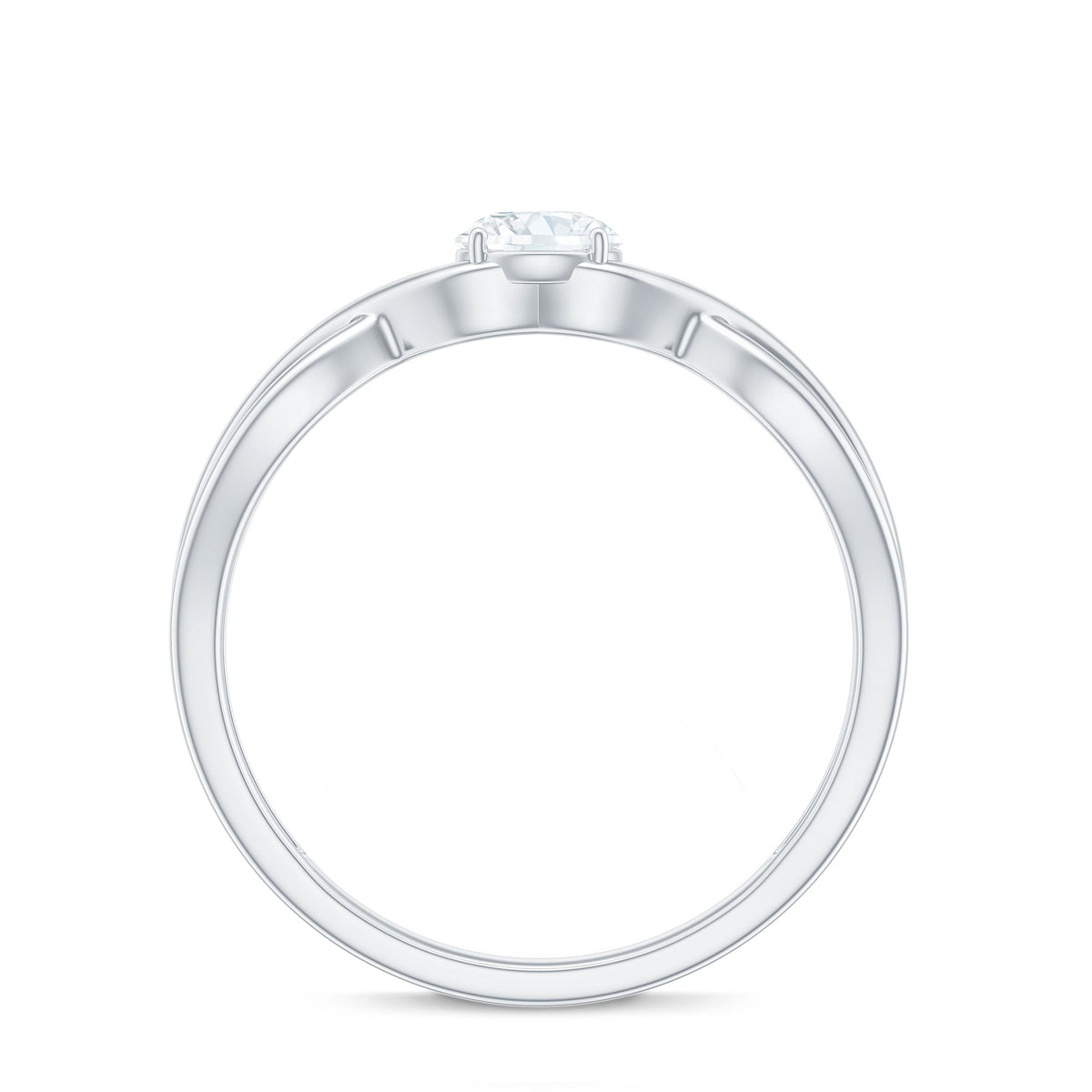 Round Lab Grown Diamond Solitaire Promise Ring in Crossover Shank