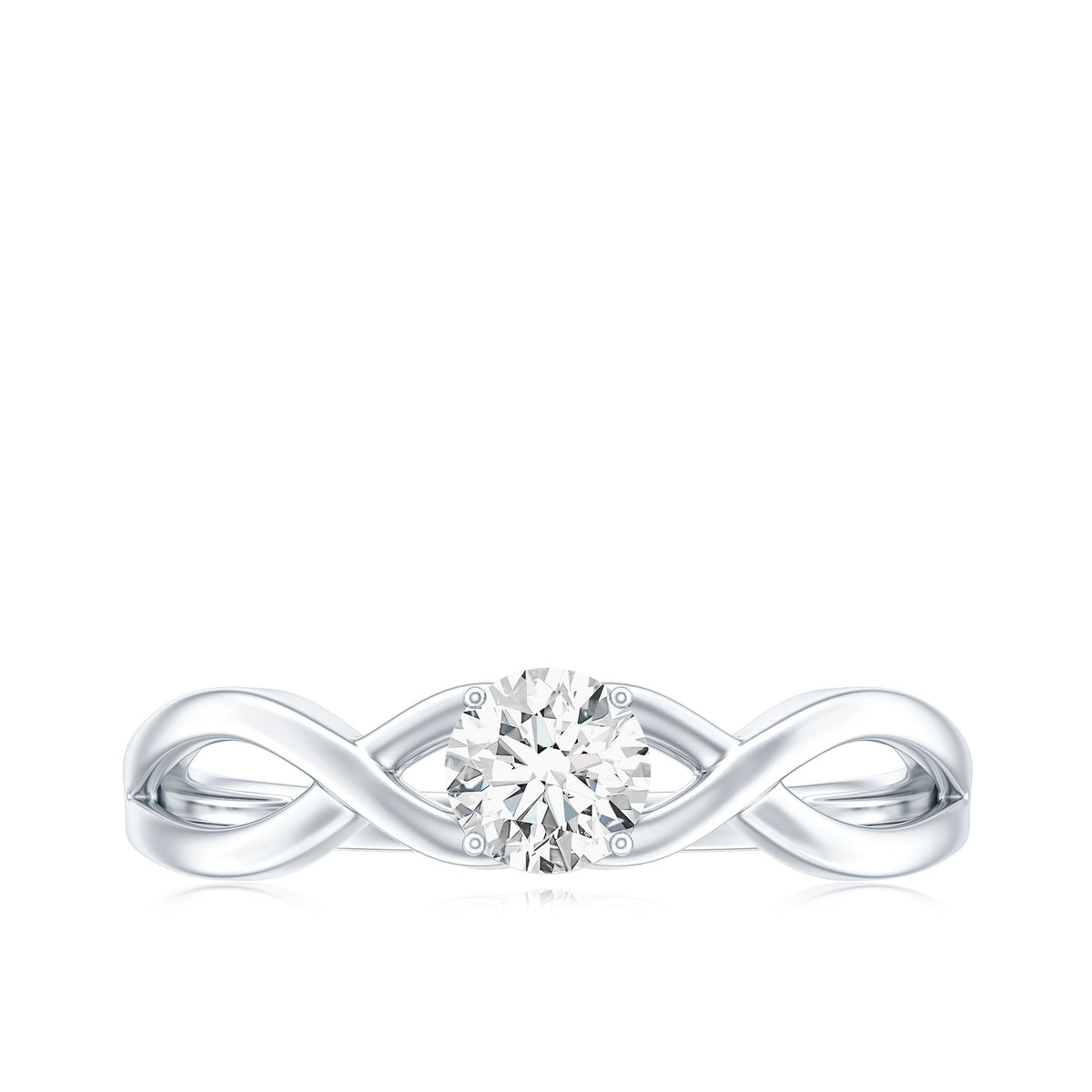 Round Lab Grown Diamond Solitaire Promise Ring in Crossover Shank