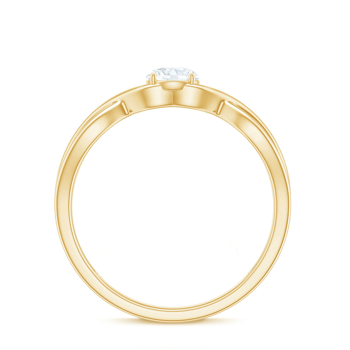 Round Lab Grown Diamond Solitaire Promise Ring in Crossover Shank