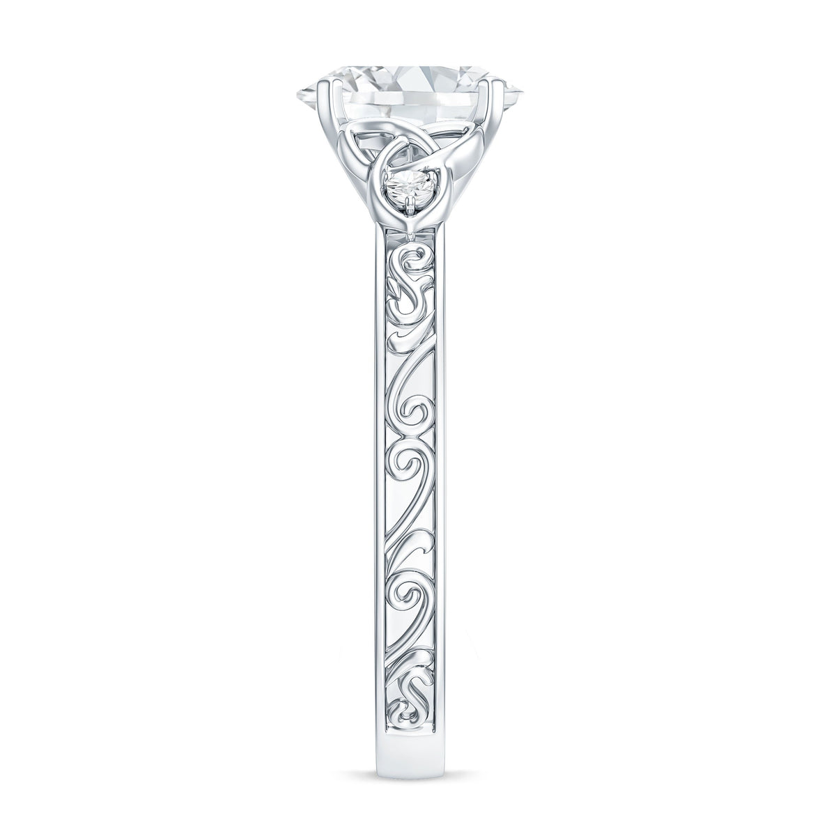 Antique Style Oval Shape Lab Grown Diamond Solitaire Celtic Knot Ring