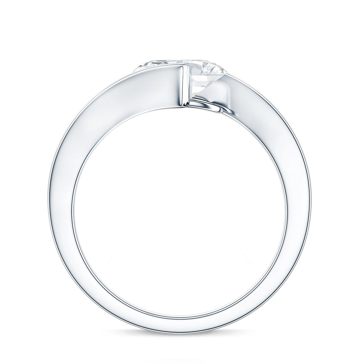 Simple Oval Shape Lab Grown Diamond Solitaire Bypass Ring