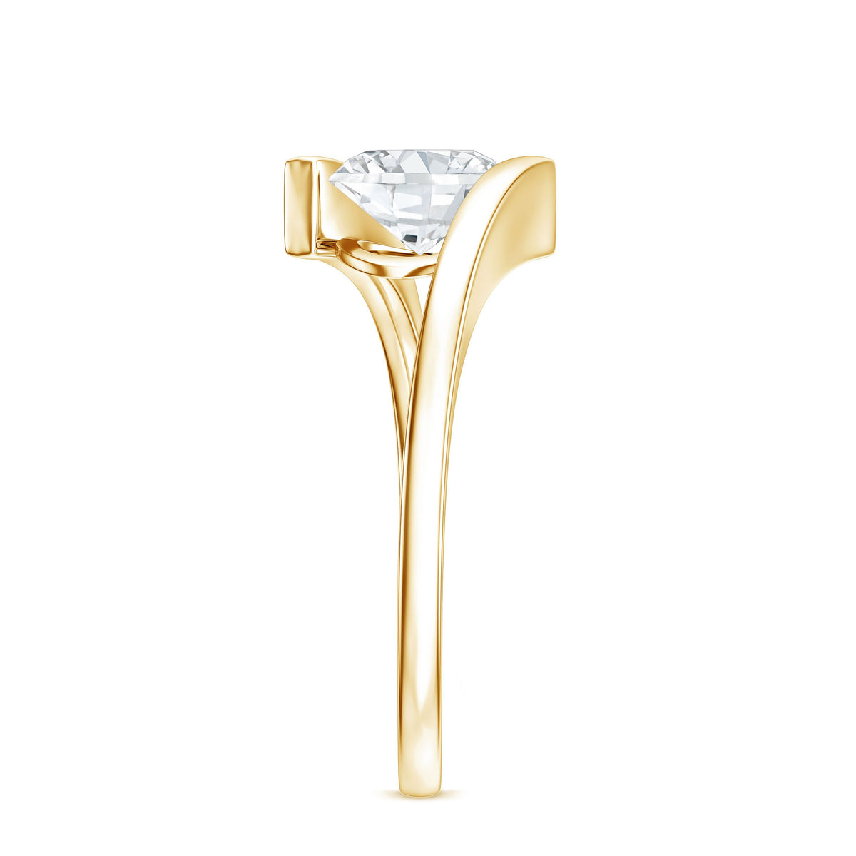 Simple Oval Shape Lab Grown Diamond Solitaire Bypass Ring