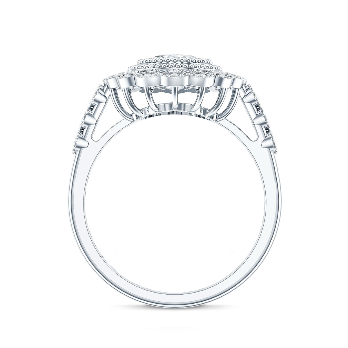 Vintage Style Oval Lab Grown Diamond Statement Engagement Ring