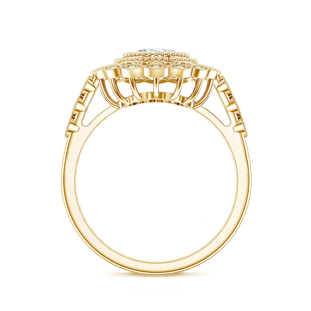 Vintage Style Oval Lab Grown Diamond Statement Engagement Ring
