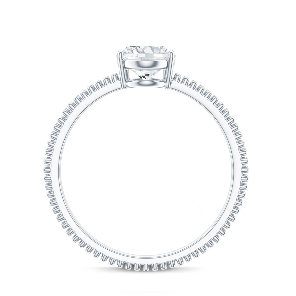 Oval Shaped Lab Grown Diamond Solitaire Ring with Beaded Detailing