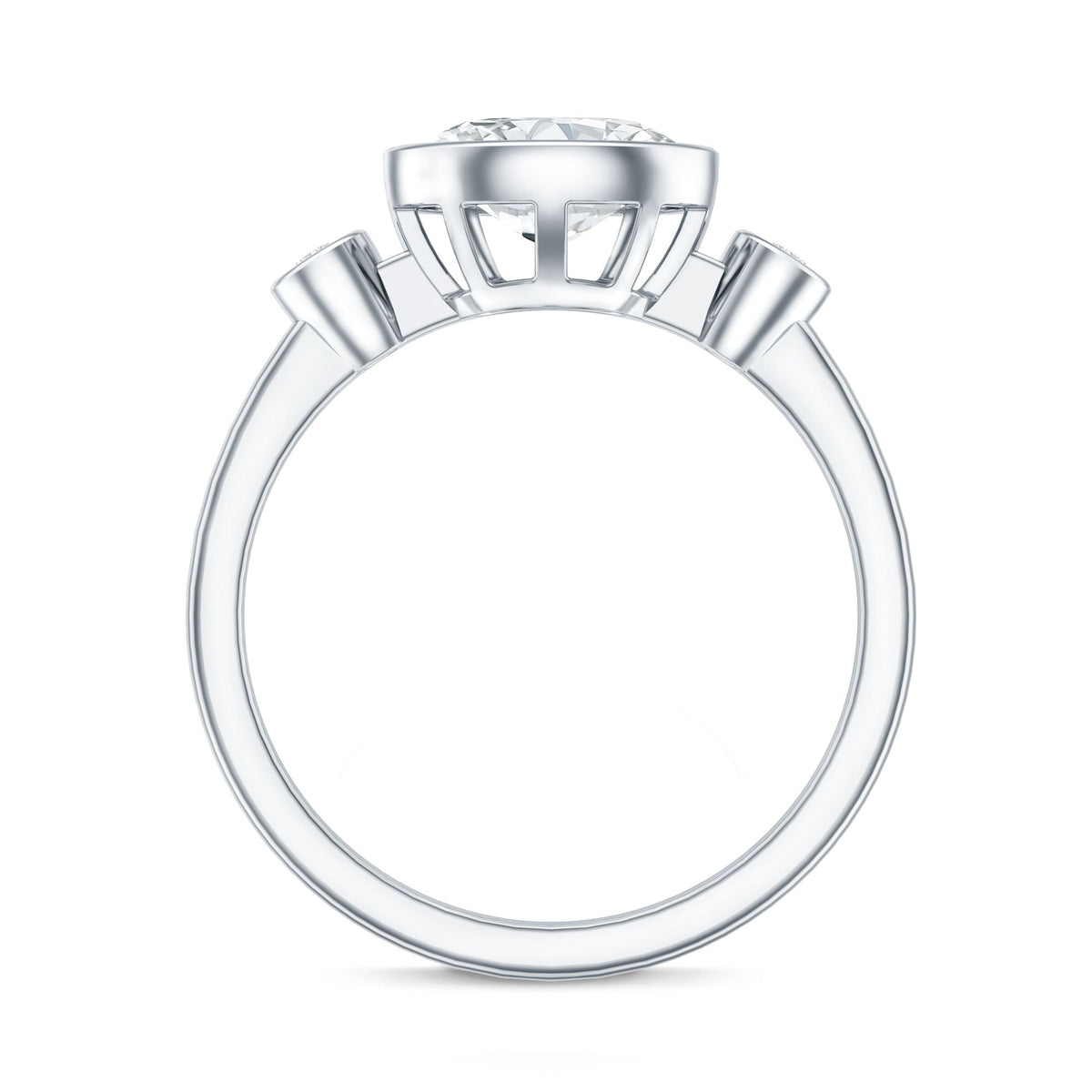 Bezel Set Oval Lab Grown Diamond East West Engagement Ring