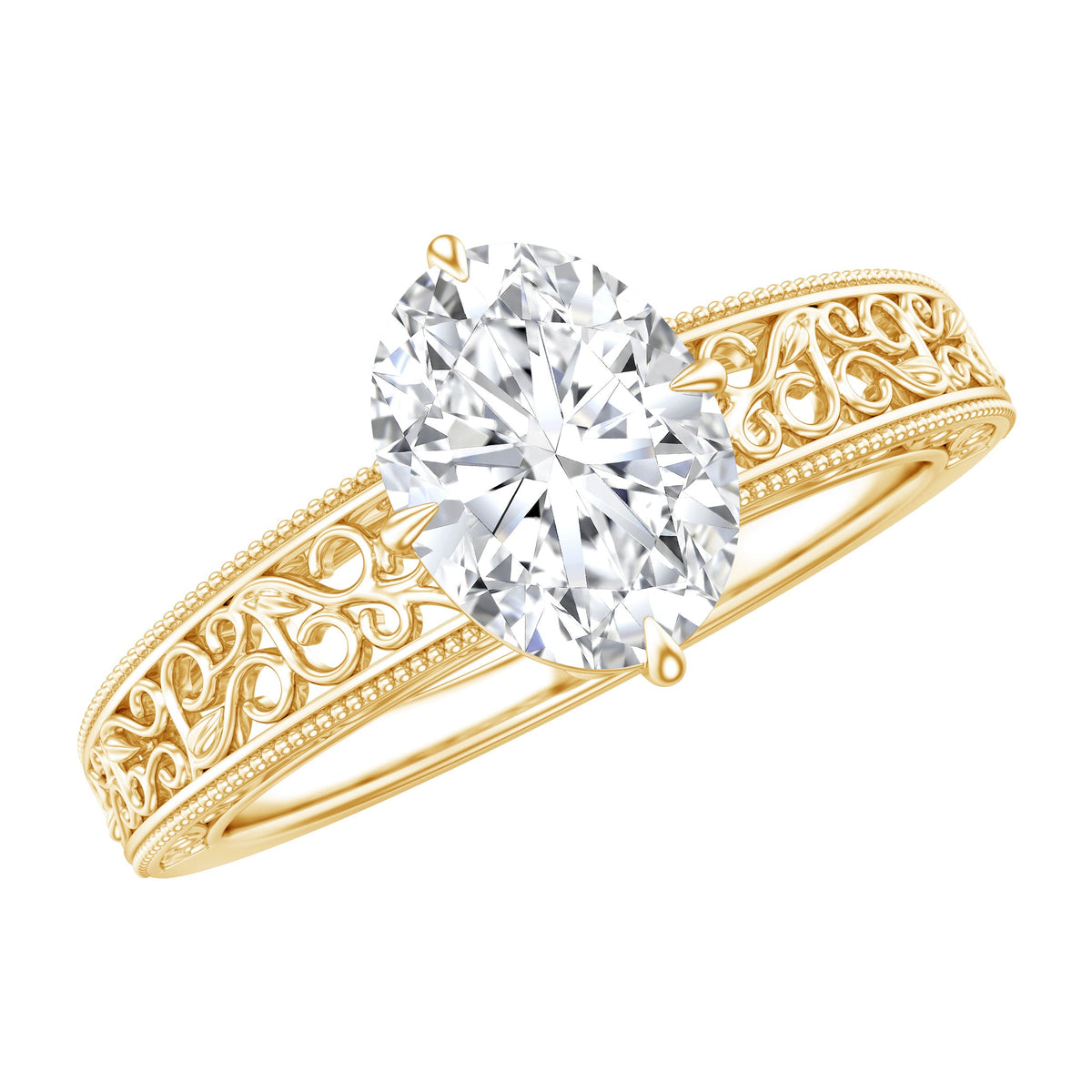 Oval Shape 1.2 Carat Lab Grown Diamond Filigree Engagement Ring