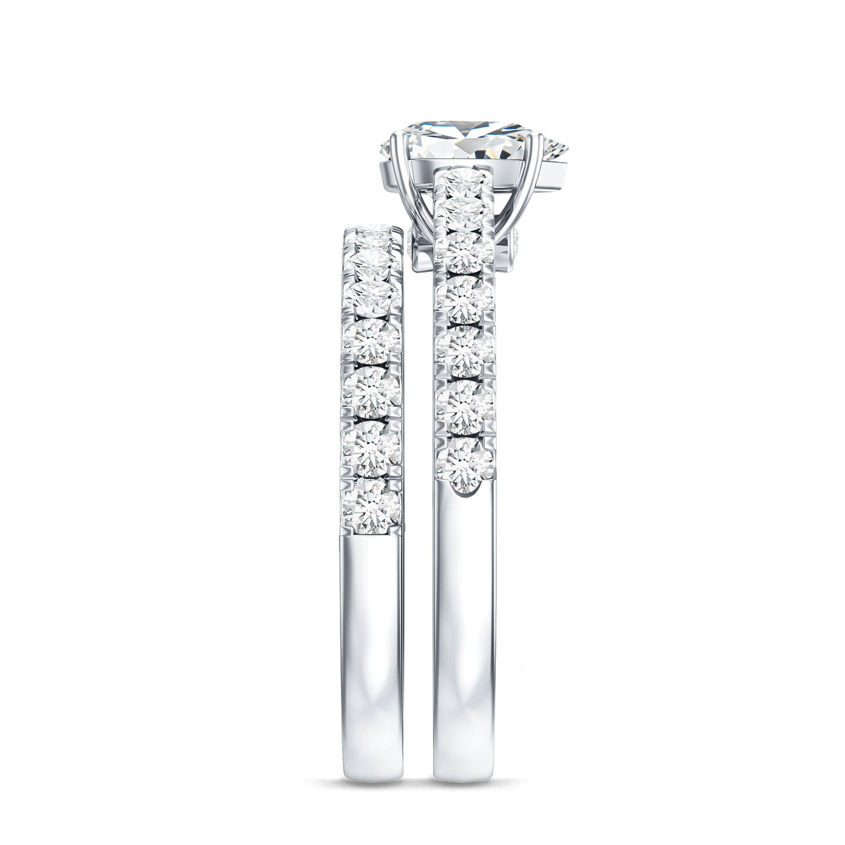 Minimal Pear Shape Lab Grown Diamond Wedding Ring Set