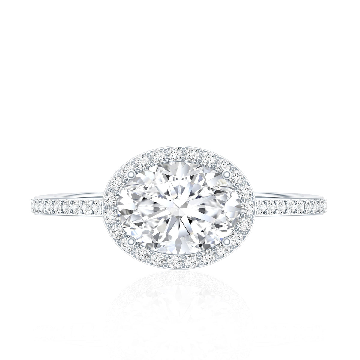 Oval Shape Lab Grown Diamond Engagement Ring with Halo