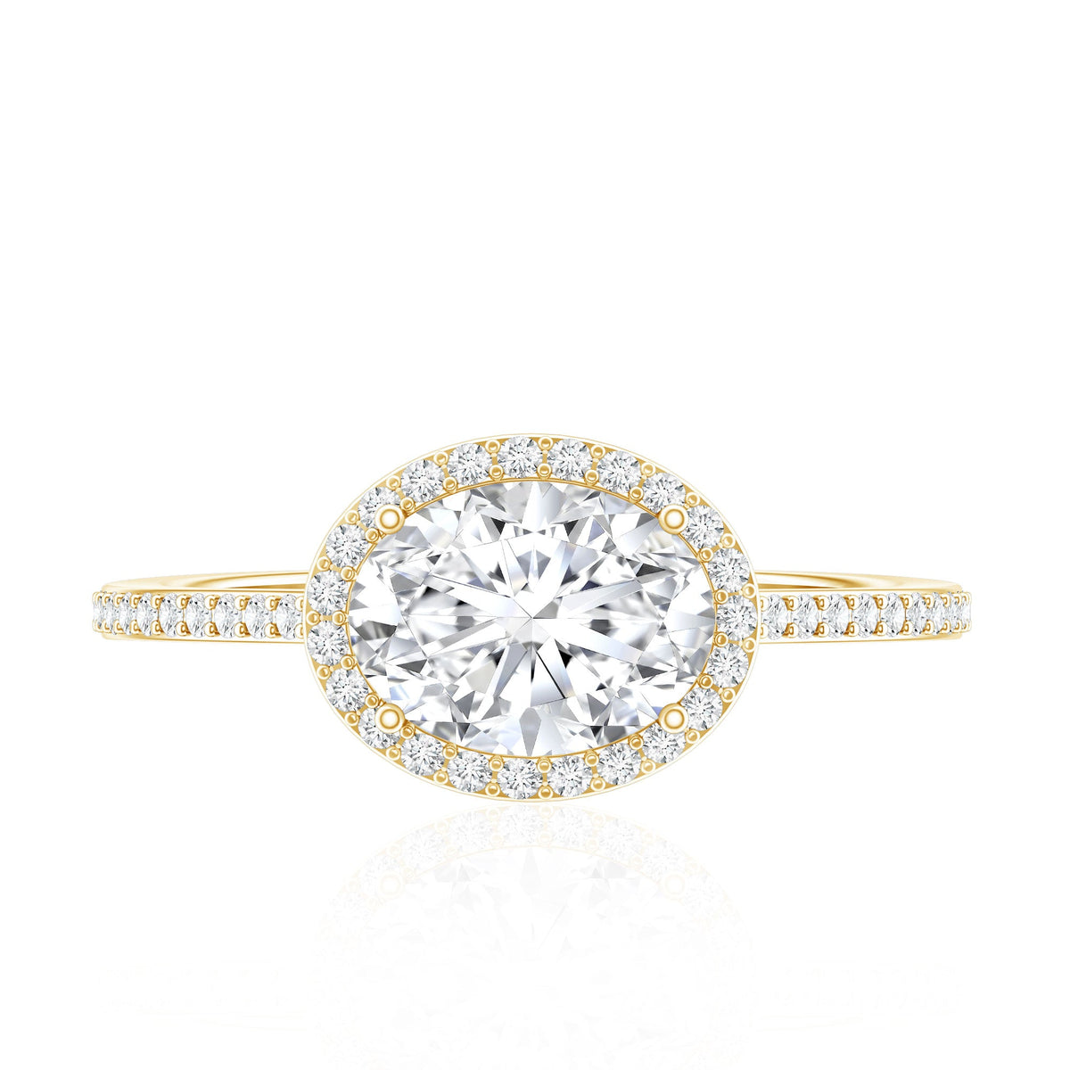Oval Shape Lab Grown Diamond Engagement Ring with Halo