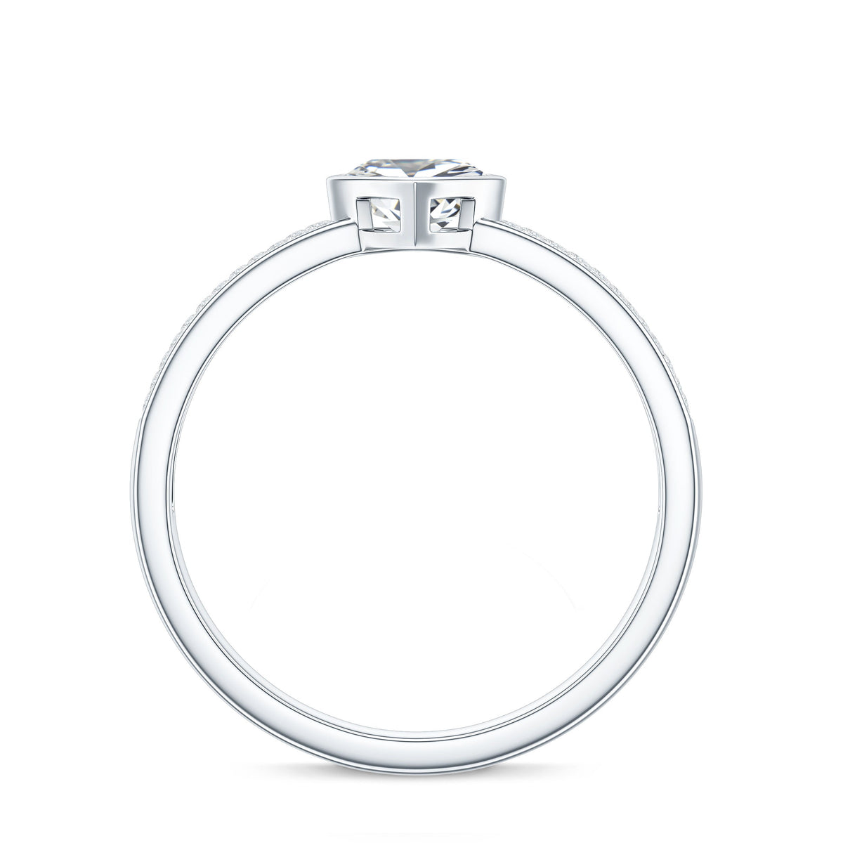 Heart Shape Lab Grown Diamond Solitaire Ring with Side Stones